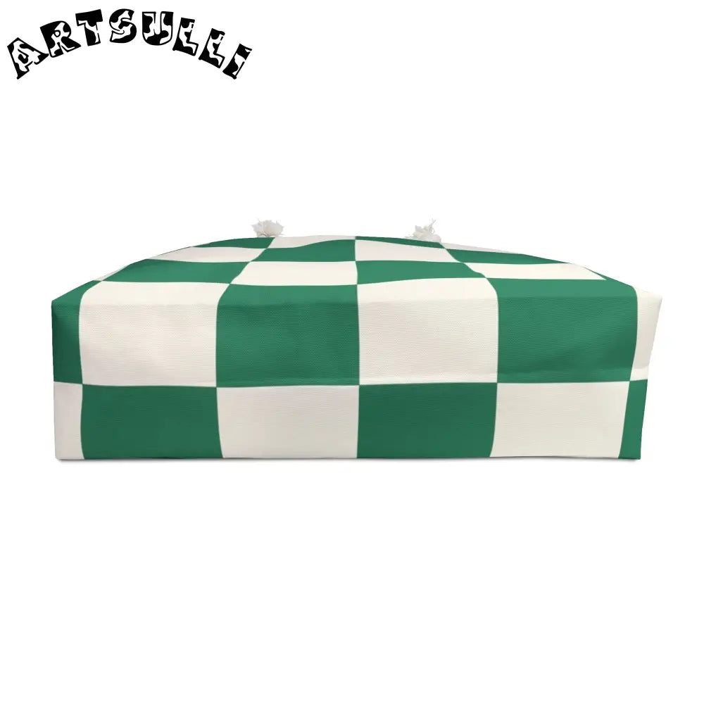 JAKKOUTTHEBXX Checkerboard Dark Green Weekender Bag JAKKOUTTHEBXX