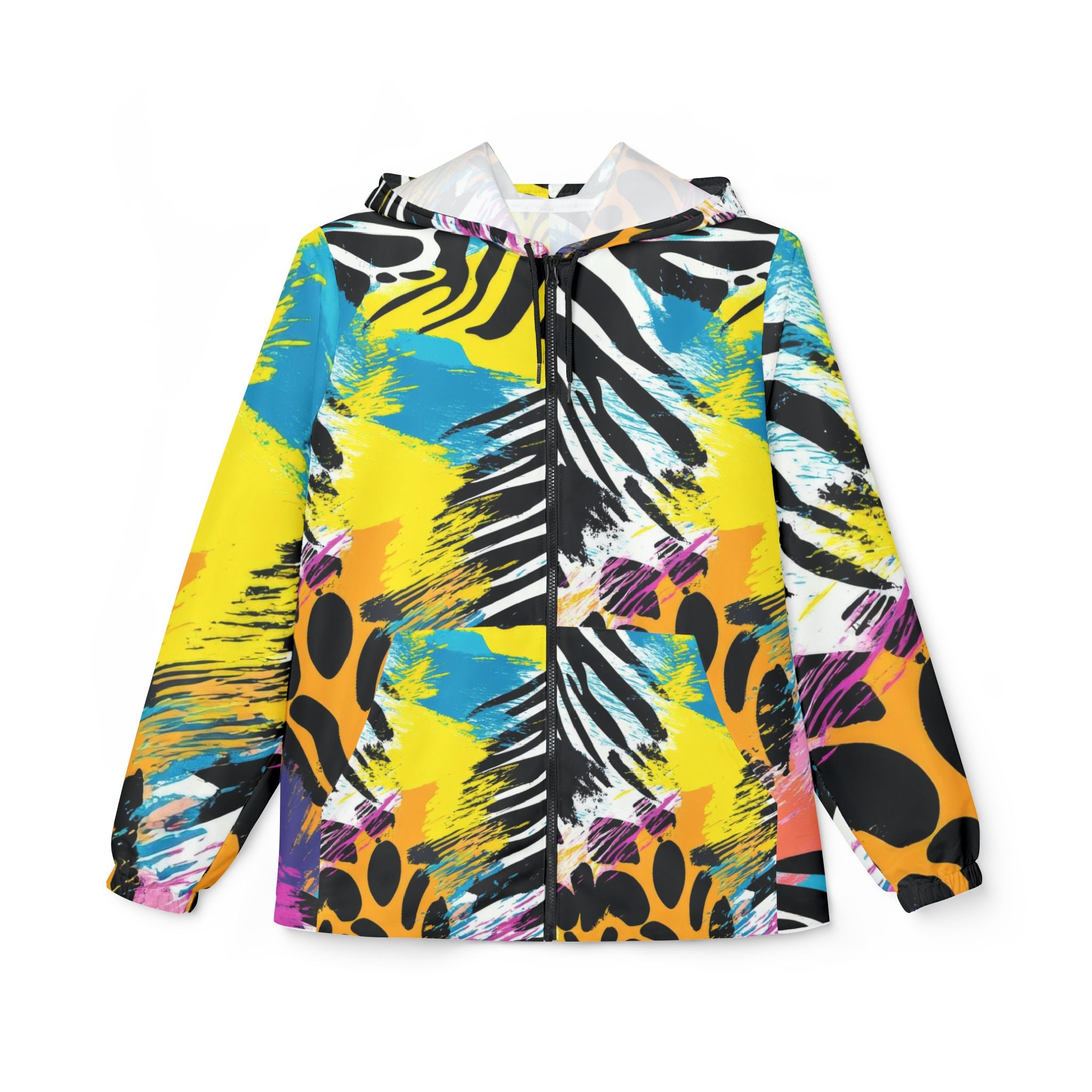 Expressionist Jungle Cell Windbreaker Jacket (AOP), Artsulli - Art is Long, Life is Short, Outerwear, Size, XS, , , , , 48408290697711