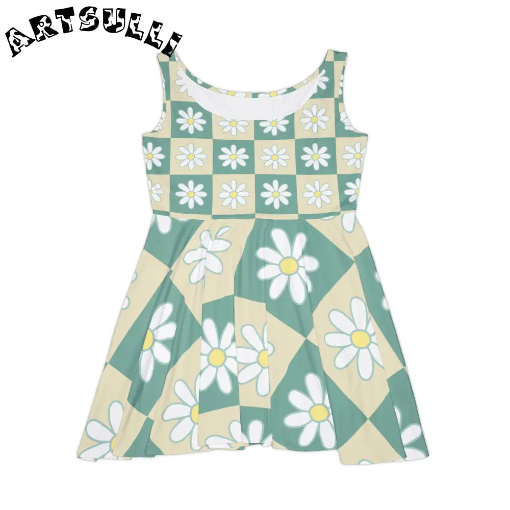 JAKKOUTTHEBXX Retro Daisy Grid Retro Daisy Checkerboard Green