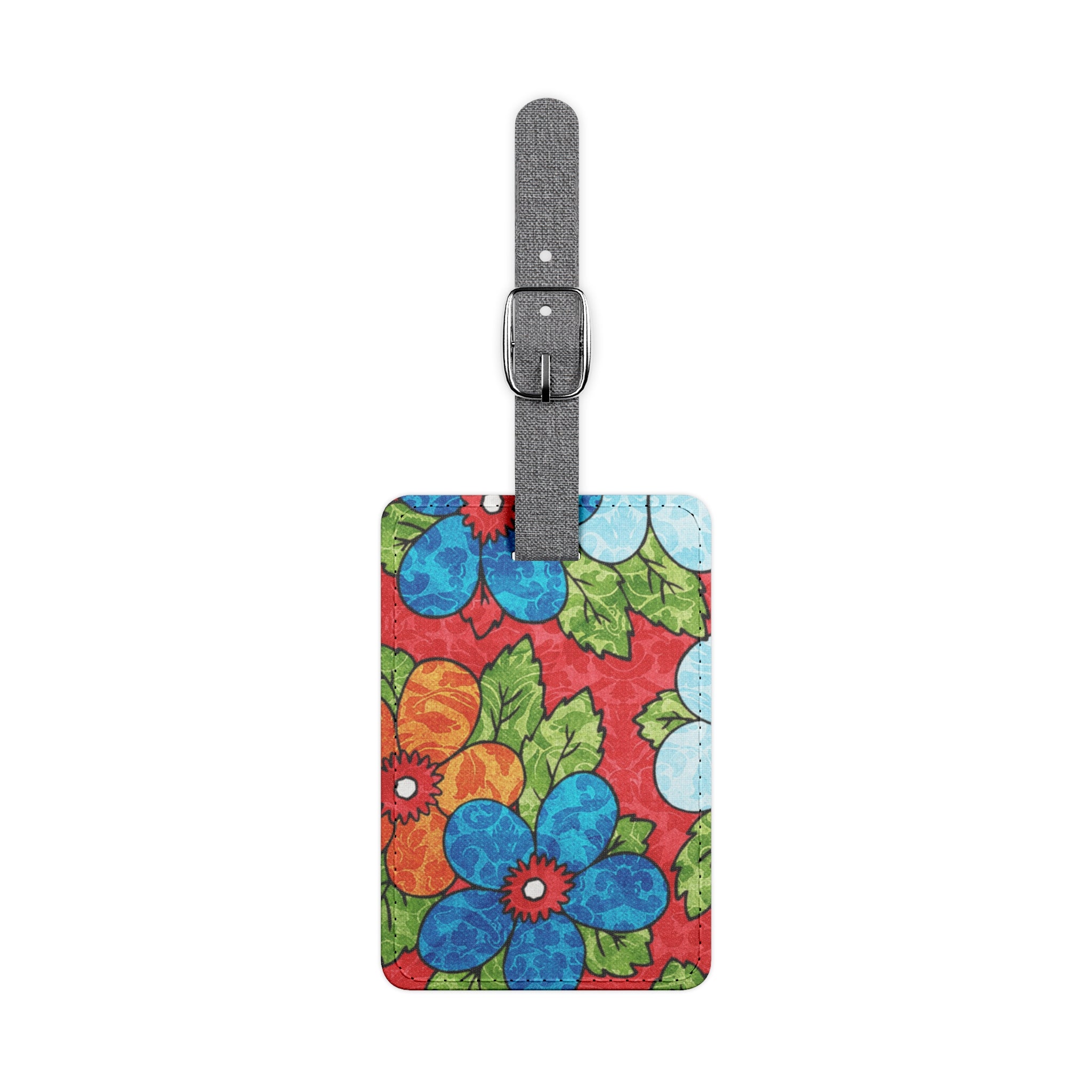Groovy Red Floral Kl Saffiano Polyester Luggage Tag, Rectangle, Artsulli - Art is Long, Life is Short, Accessories, Size, One size, Shape, Rectangle, , , 11424059891043127671