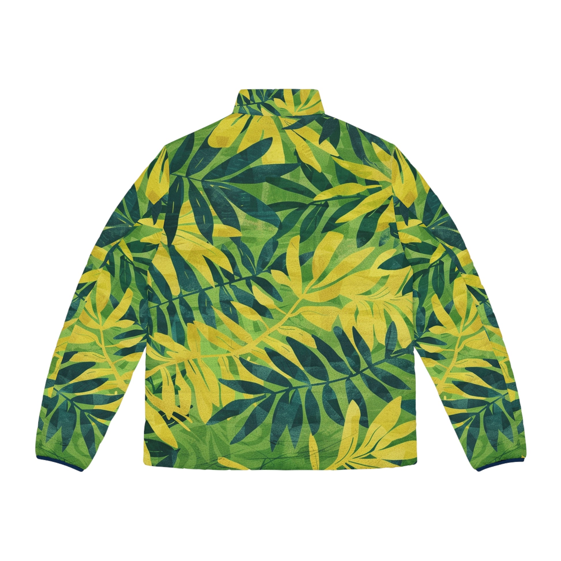 Green Leaf x Yellow Leaf x Tropical x Jungle Men's Puffer Jacket (AOP), Artsulli - Art is Long, Life is Short, All Over Prints, , , , , , , 