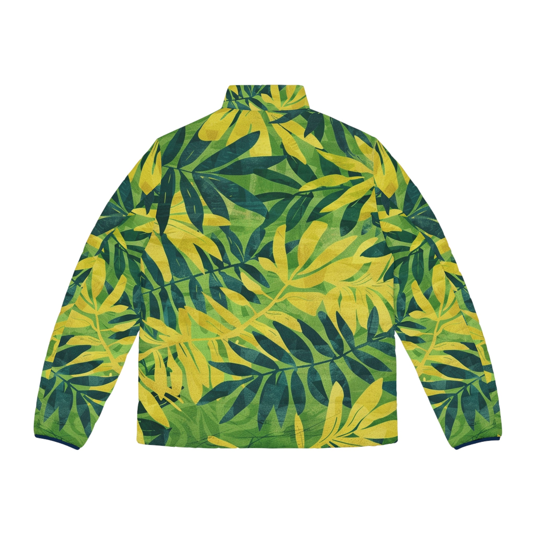 Green Leaf x Yellow Leaf x Tropical x Jungle Men's Puffer Jacket (AOP), Artsulli - Art is Long, Life is Short, All Over Prints, , , , , , , 