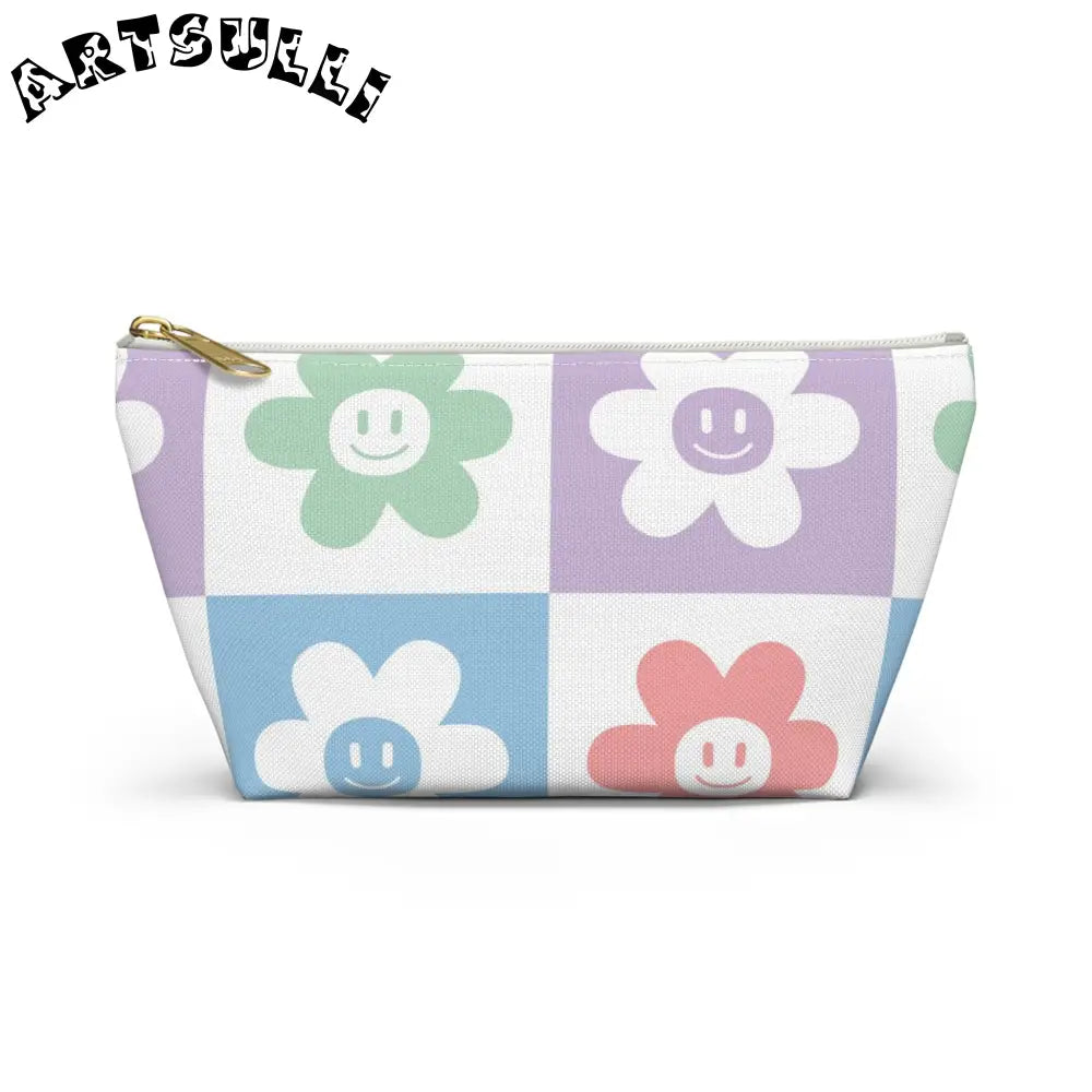 JAKKOUTTHEBXX Smiling Flower Checkerboard T-Bottom Pouch 2025