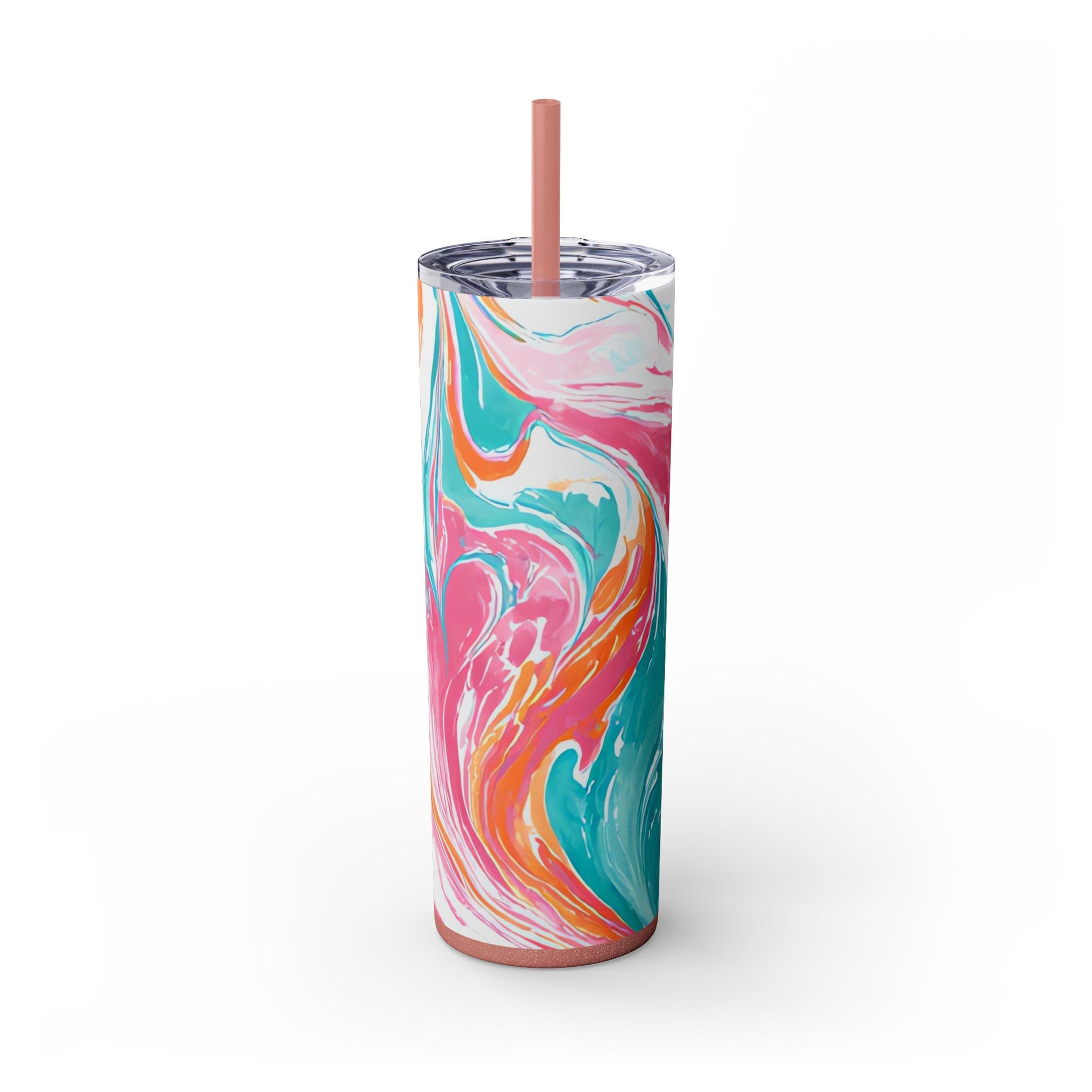 Liquid Pastel Spill Multi-Color Skinny Tumbler with Straw, 20oz, Artsulli - Art is Long, Life is Short, Mug, Finish, Glossy, Color, Glitter Dusty Rose, Size, 20oz, 30749014188638615733