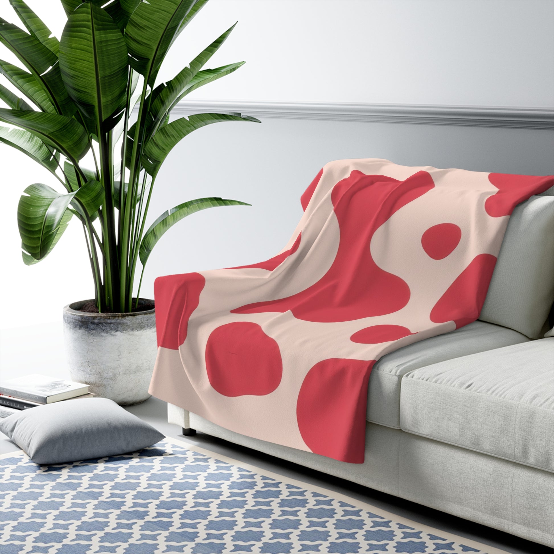 Red Jungle Cow Sherpa Fleece Blanket, Artsulli - Art is Long, Life is Short, Home Decor, , , , , , , 