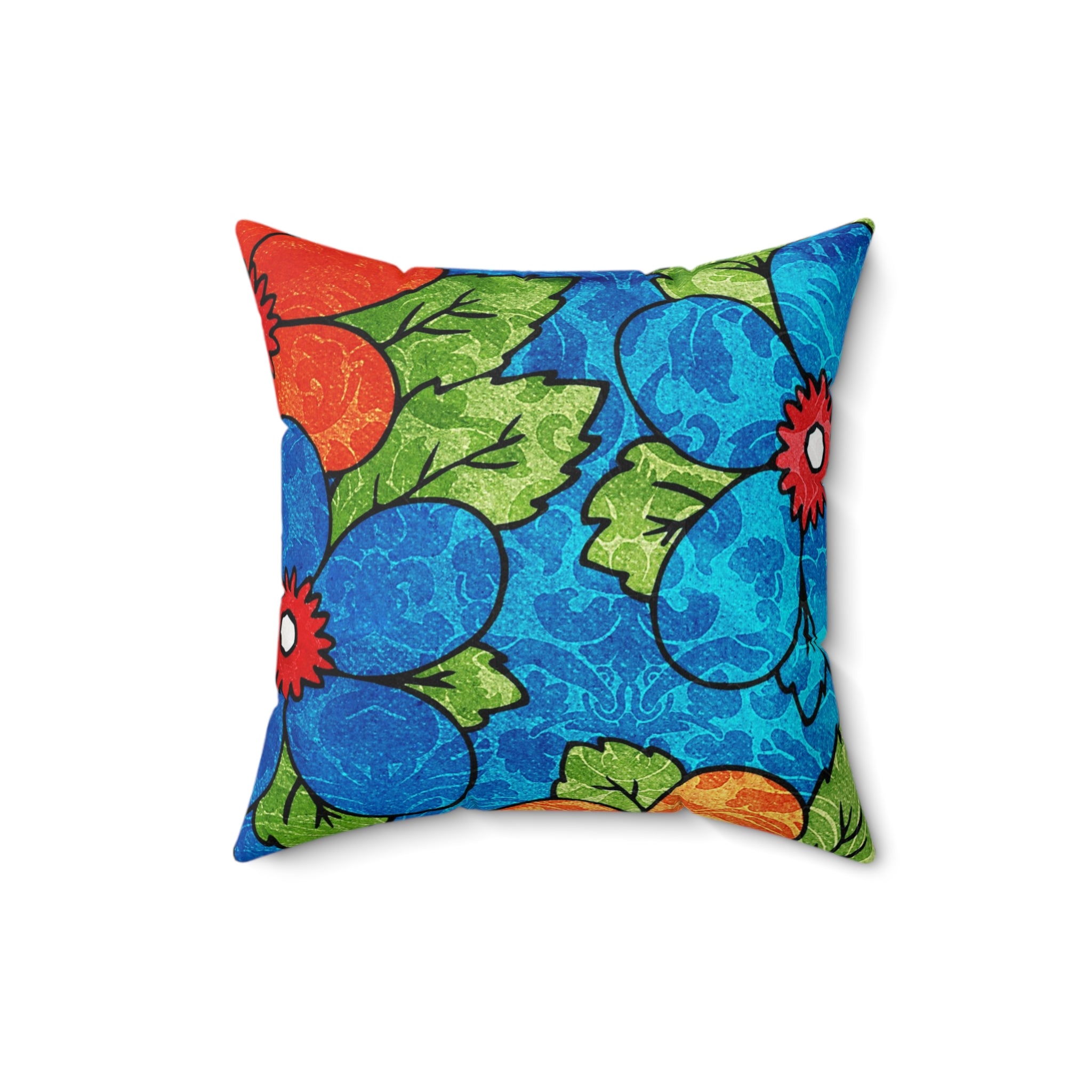 Blue Orange Groovy Spun Polyester Square Pillow, Artsulli - Art is Long, Life is Short, Home Decor, Size, 16" × 16", , , , , 79081344304463818254