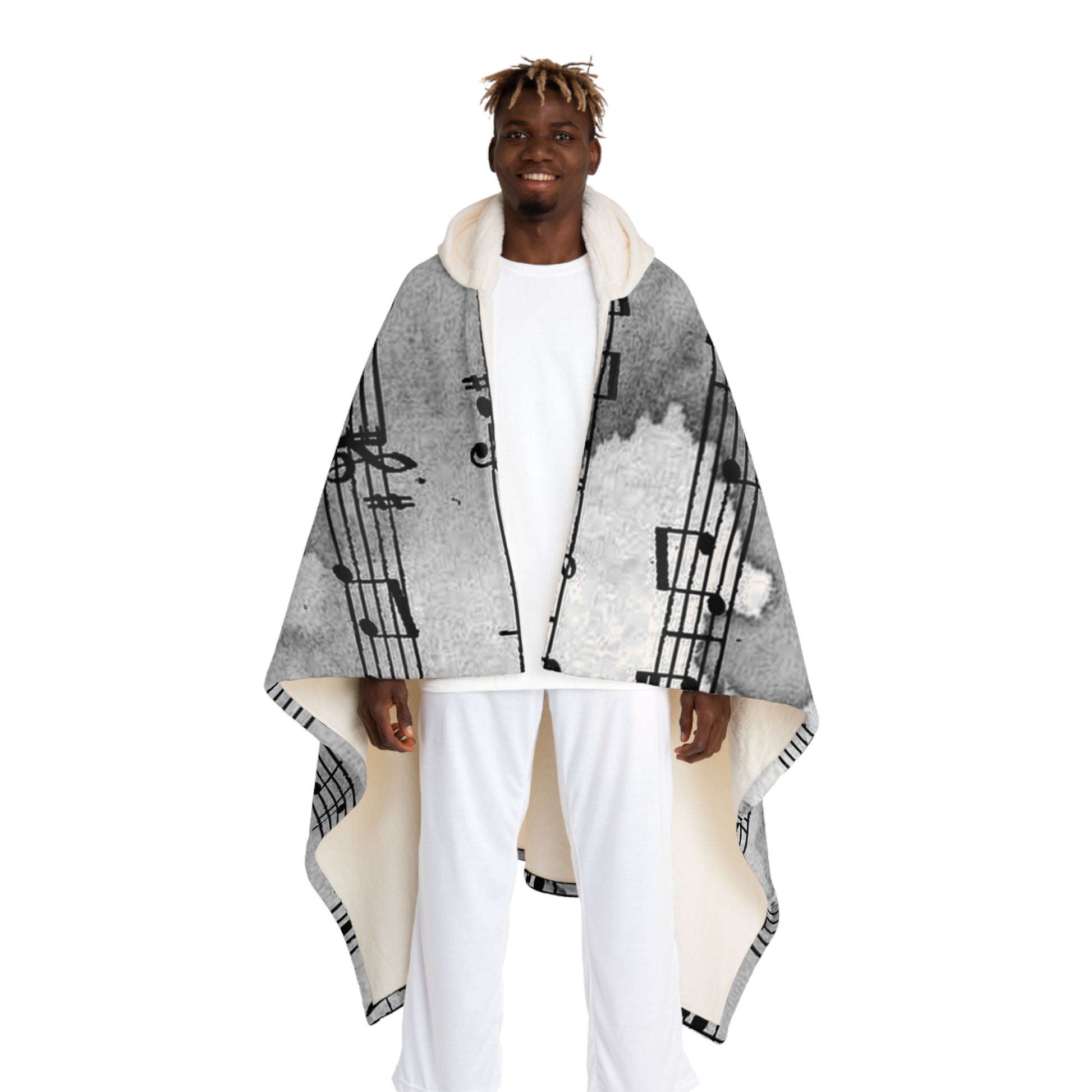 Drip Spill Type Beat Sheet Music Black Hooded Sherpa Fleece Blanket, Artsulli - Art is Long, Life is Short, All Over Prints, Size, One size, Color, Cream, , , 17929836260070775768