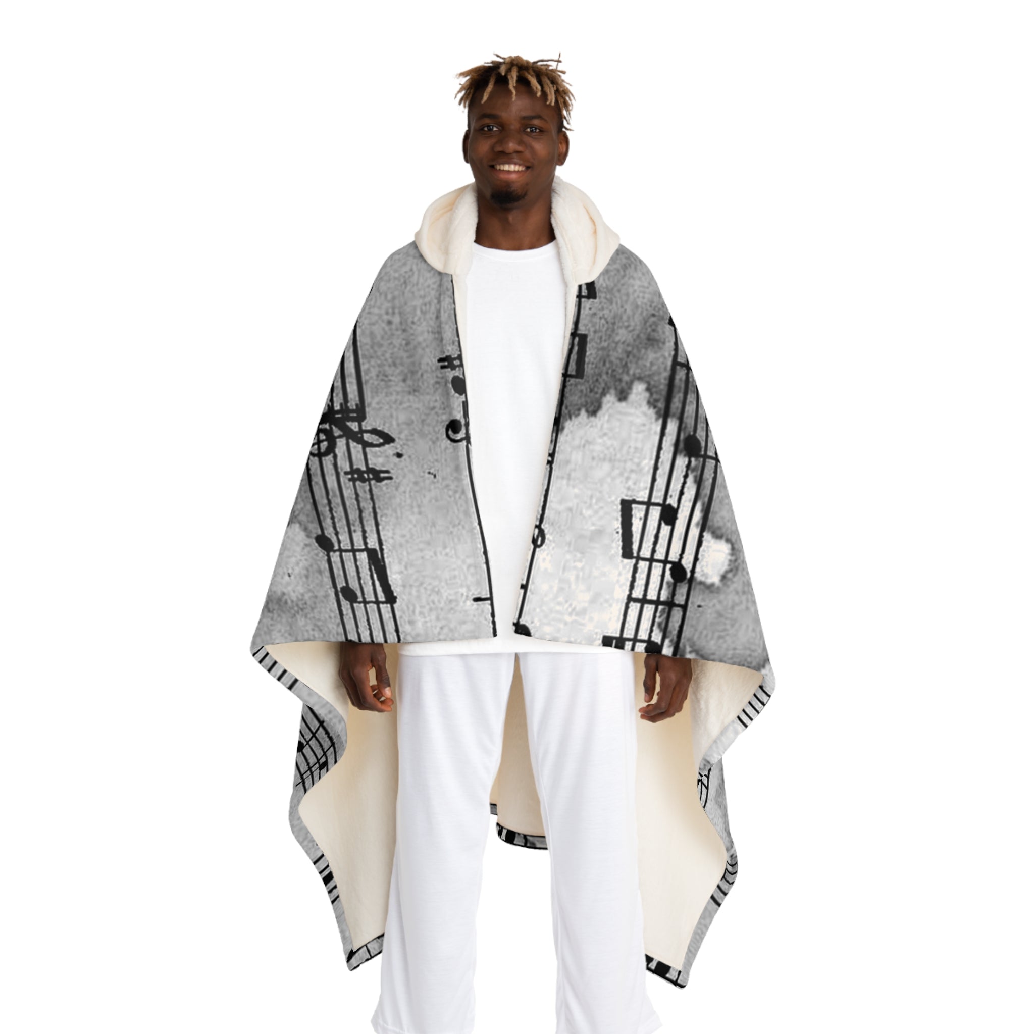 Drip Spill Type Beat Sheet Music Black Hooded Sherpa Fleece Blanket, Artsulli - Art is Long, Life is Short, All Over Prints, Size, One size, Color, Cream, , , 17929836260070775768