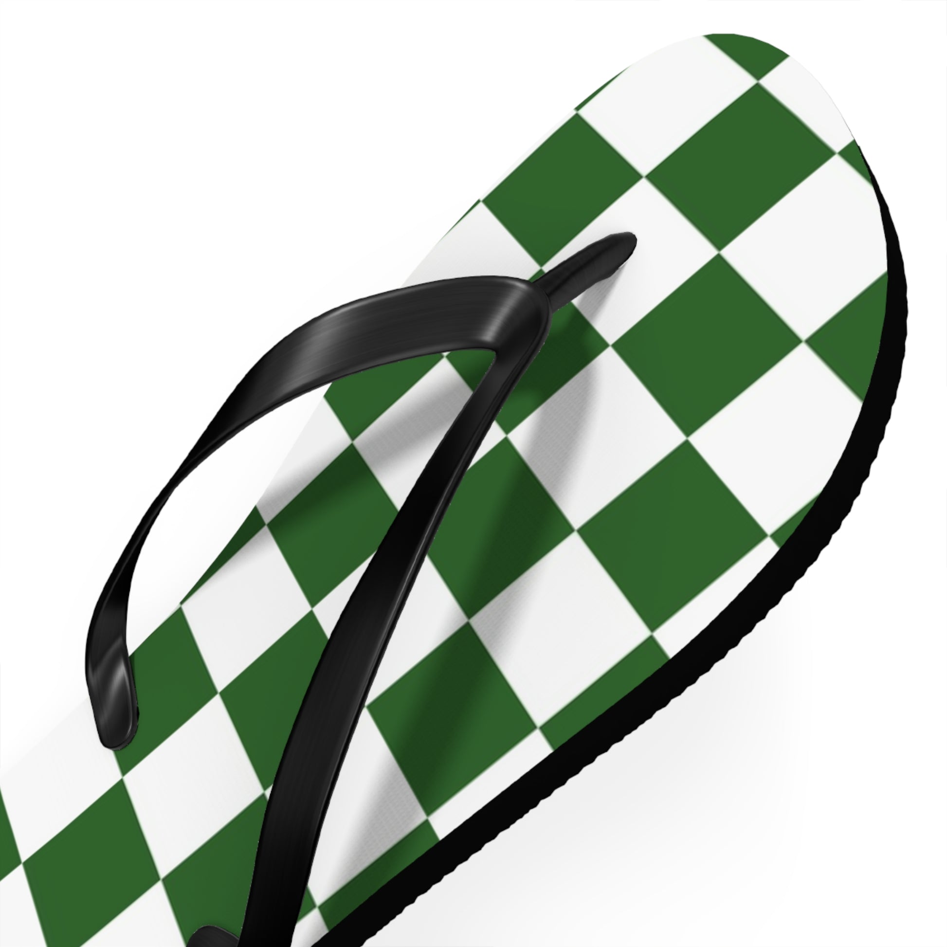 Checkerboard White and Dark Green Flip Flops, Artsulli - Art is Long, Life is Short, Shoes, , , , , , , 
