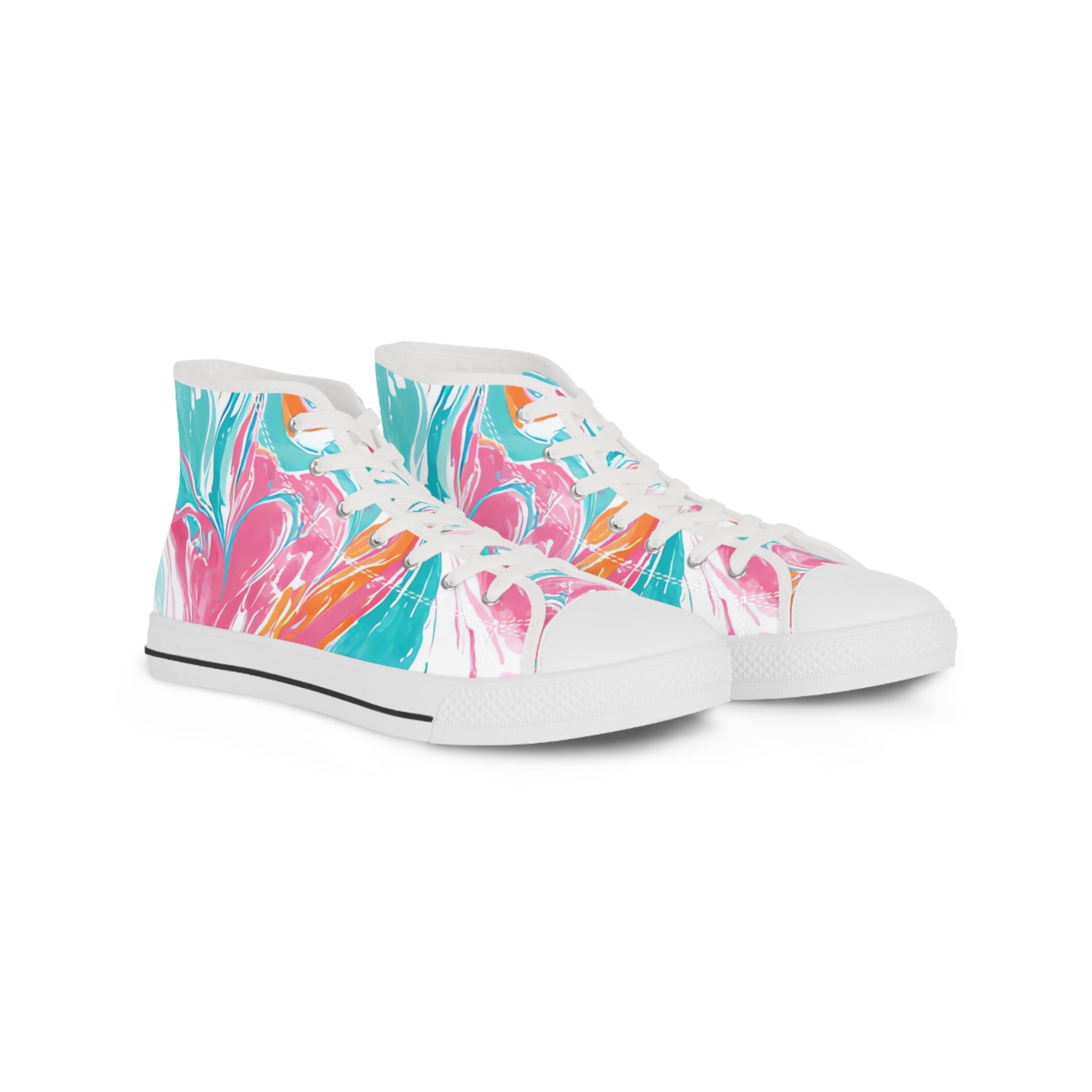 Liquid Pastel Spill II Multi-Color Men's High Top Sneakers, Artsulli - Art is Long, Life is Short, Shoes, Size, US 5, Color, White sole, , , 33372830597890545543
