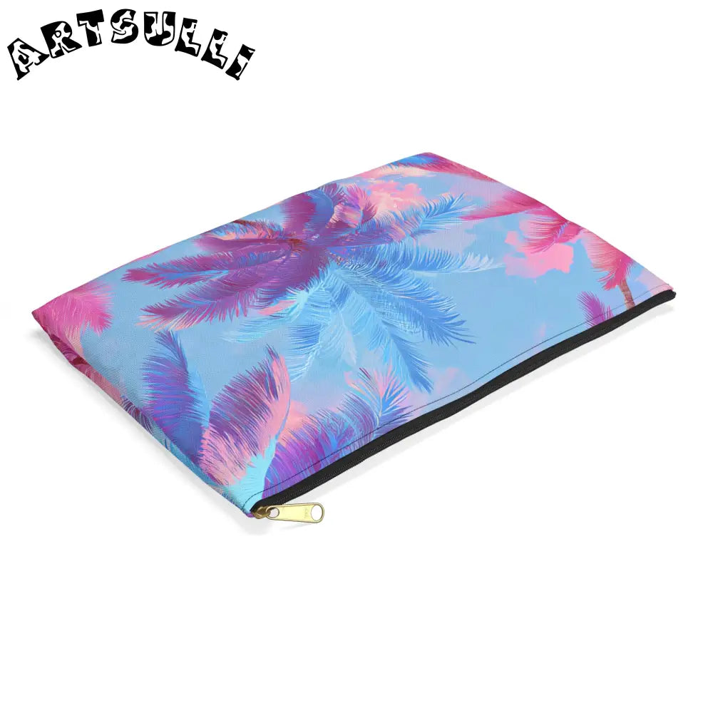 JAKKOUTTHEBXX Ethereal Pastel Palms II Blue and Pink Accessory Pouch
