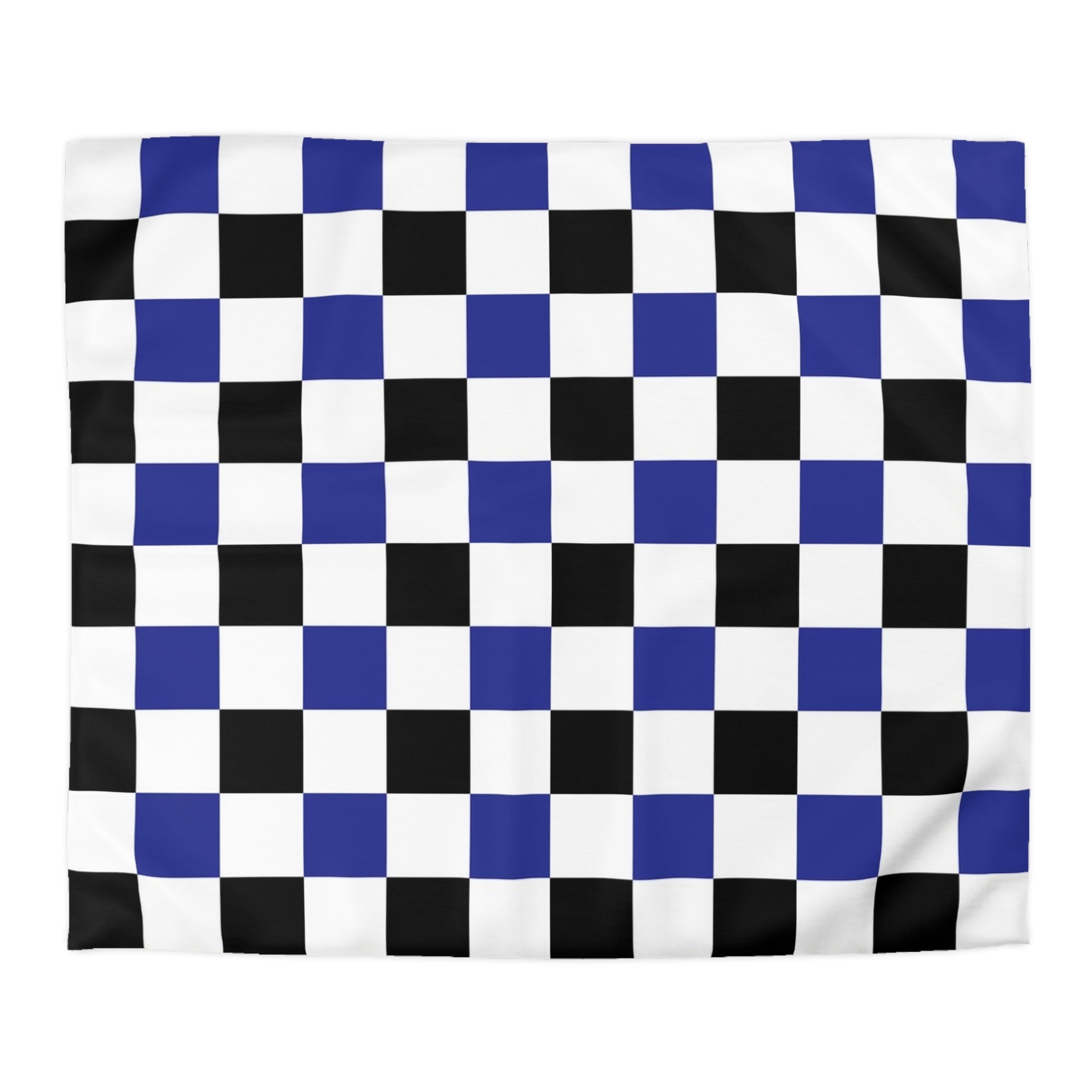 Checkerboard Blue White and Black Microfiber Duvet Cover, Artsulli - Art is Long, Life is Short, Home Decor, Size, King, Color, White, , , 43823573488696129829