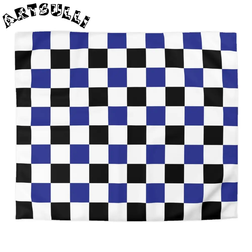 JAKKOUTTHEBXX Checkerboard Blue White and Black Microfiber Duvet