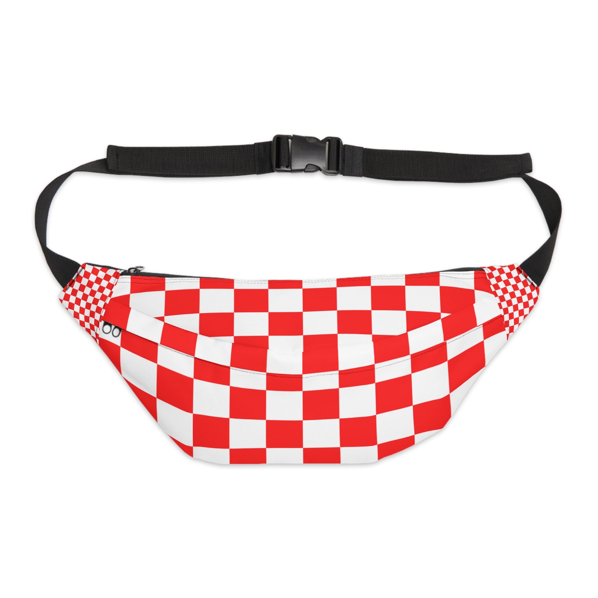 Checkerboard Red and White Large Fanny Pack, Artsulli - Art is Long, Life is Short, Bags, Size, 8" × 9" × 4'', , , , , 15638446433206334966