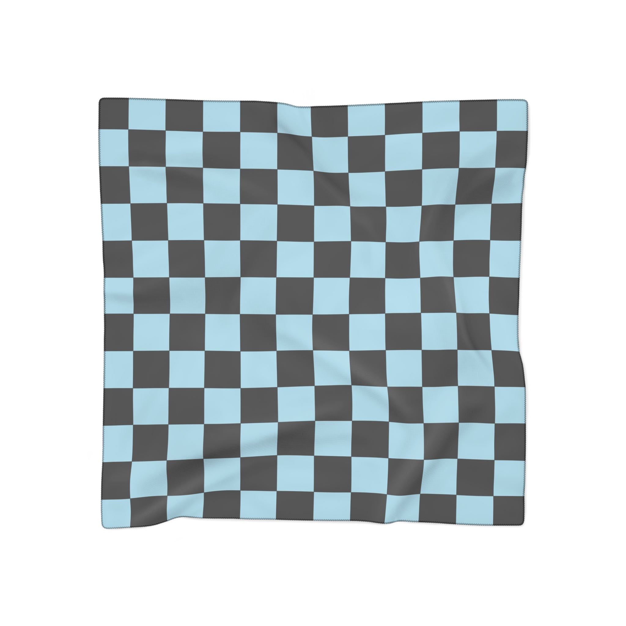 Checkerboard Black and Blue Poly Scarf, Artsulli - Art is Long, Life is Short, Accessories, Color, Poly chiffon, Size, 25" × 25", , , 98734135943543556988