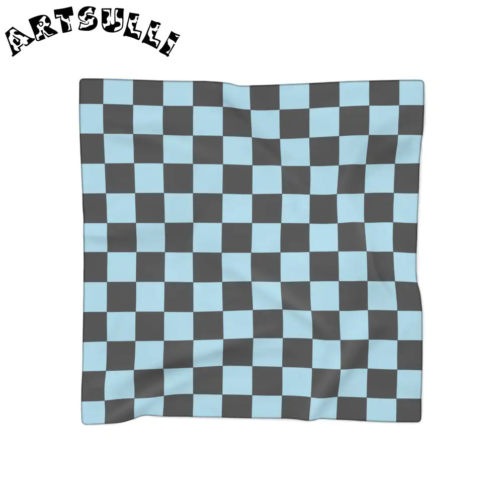 JAKKOUTTHEBXX Checkerboard Black and Blue Poly Scarf JAKKOUTTHEBXX
