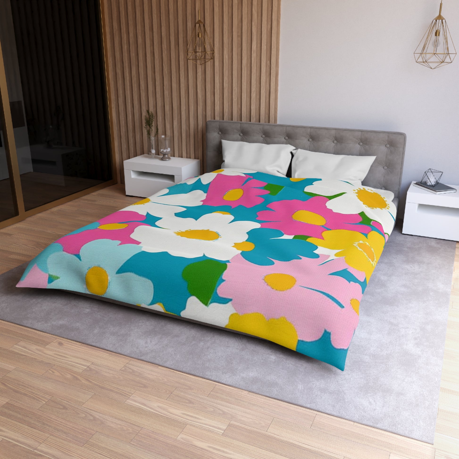 Flowers Multi-Color Microfiber Duvet Cover, Artsulli - Art is Long, Life is Short, Home Decor, , , , , , , 
