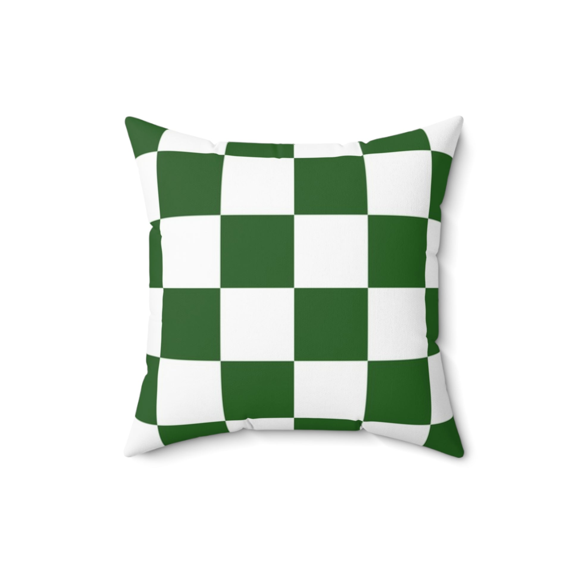 Checkerboard White and Dark Green Spun Polyester Square Pillow, Artsulli - Art is Long, Life is Short, Home Decor, , , , , , , 
