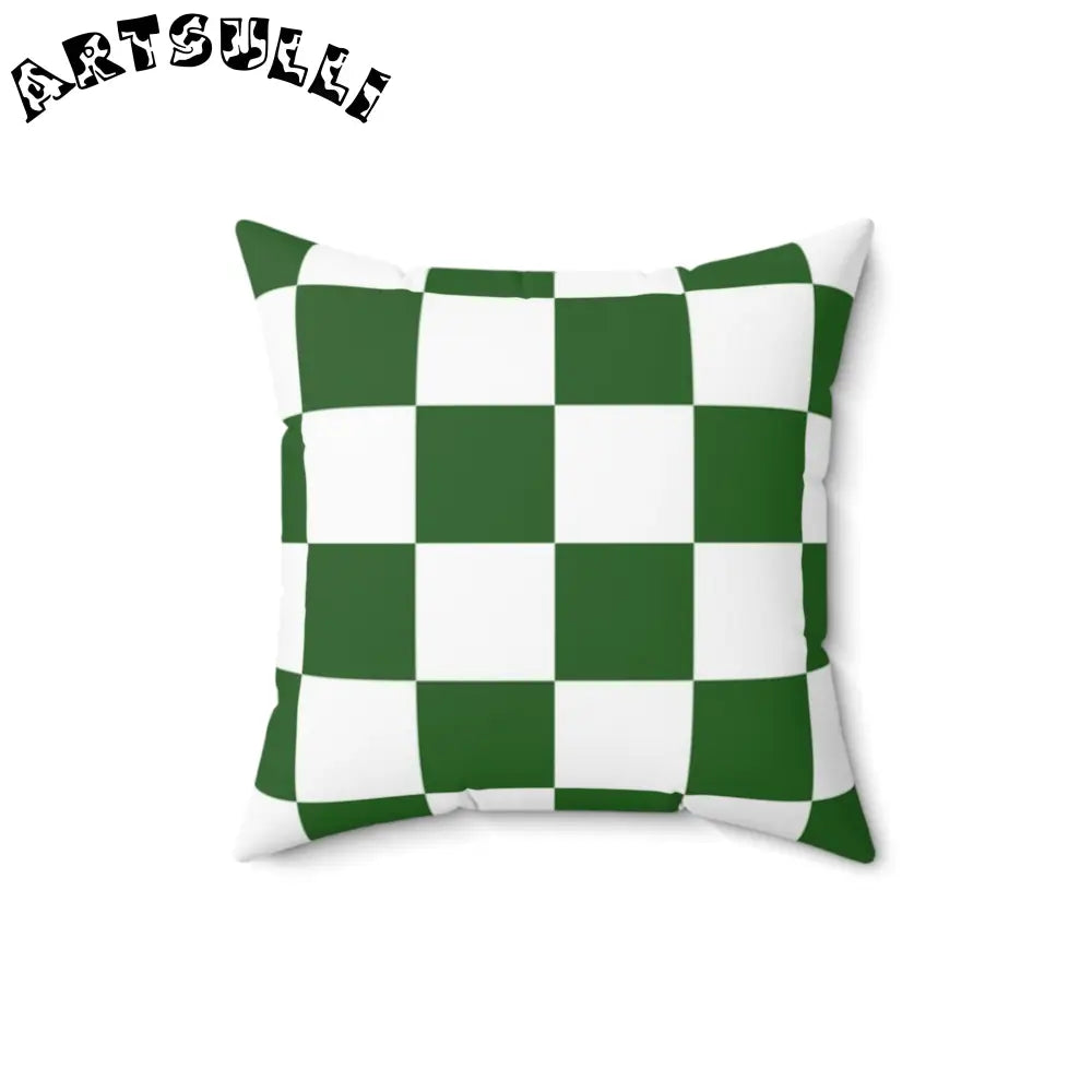 JAKKOUTTHEBXX Checkerboard White and Dark Green Spun Polyester