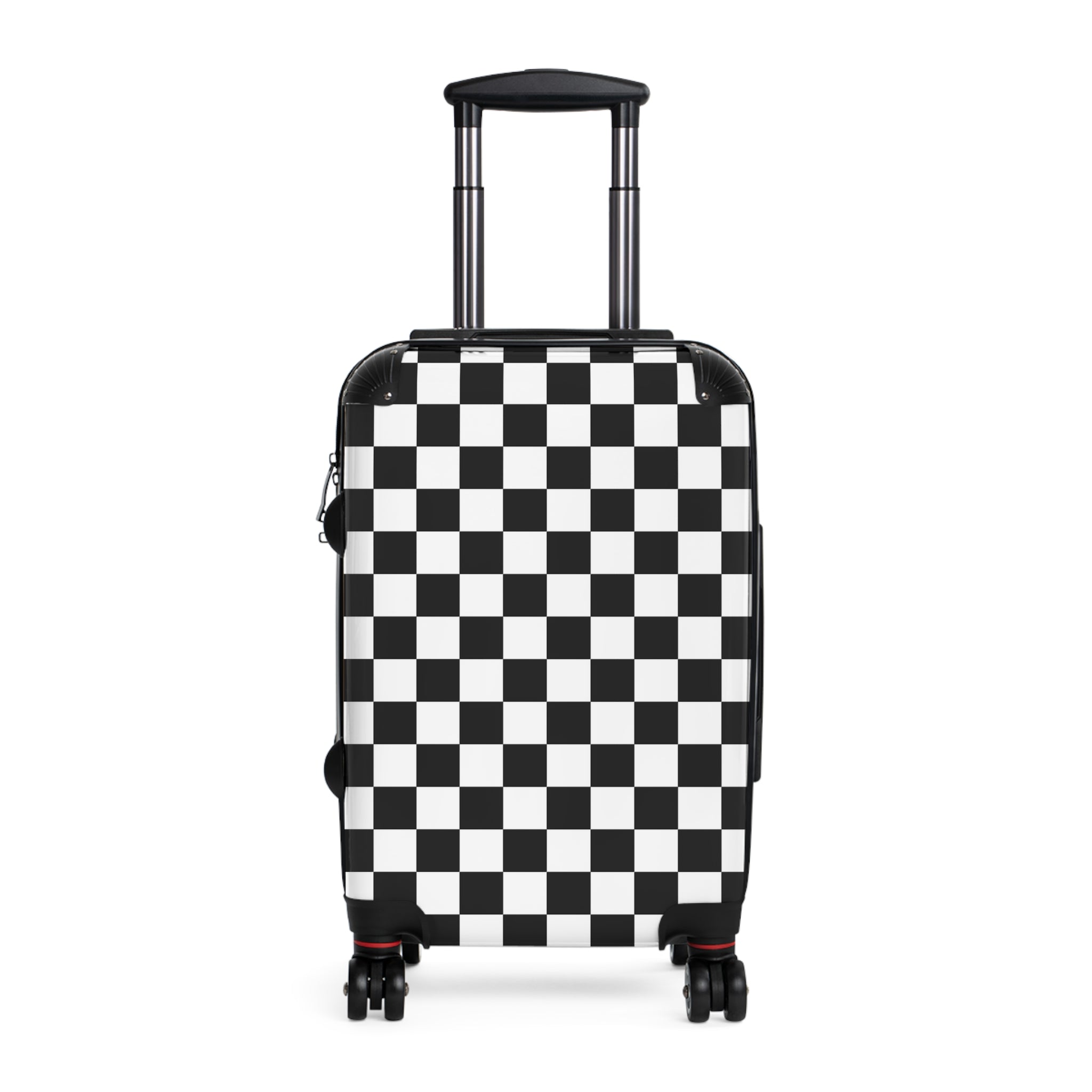 Checkerboard White and Black Suitcase, Artsulli - Art is Long, Life is Short, Bags, Size, Small, Color, Black, , , 41590398630275961136