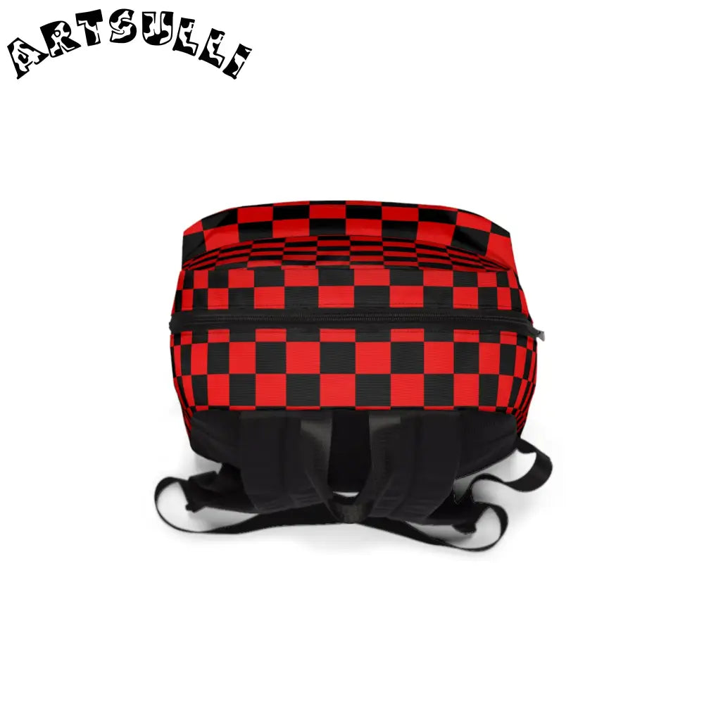 JAKKOUTTHEBXX Checkerboard Red and Black Unisex Classic Backpack