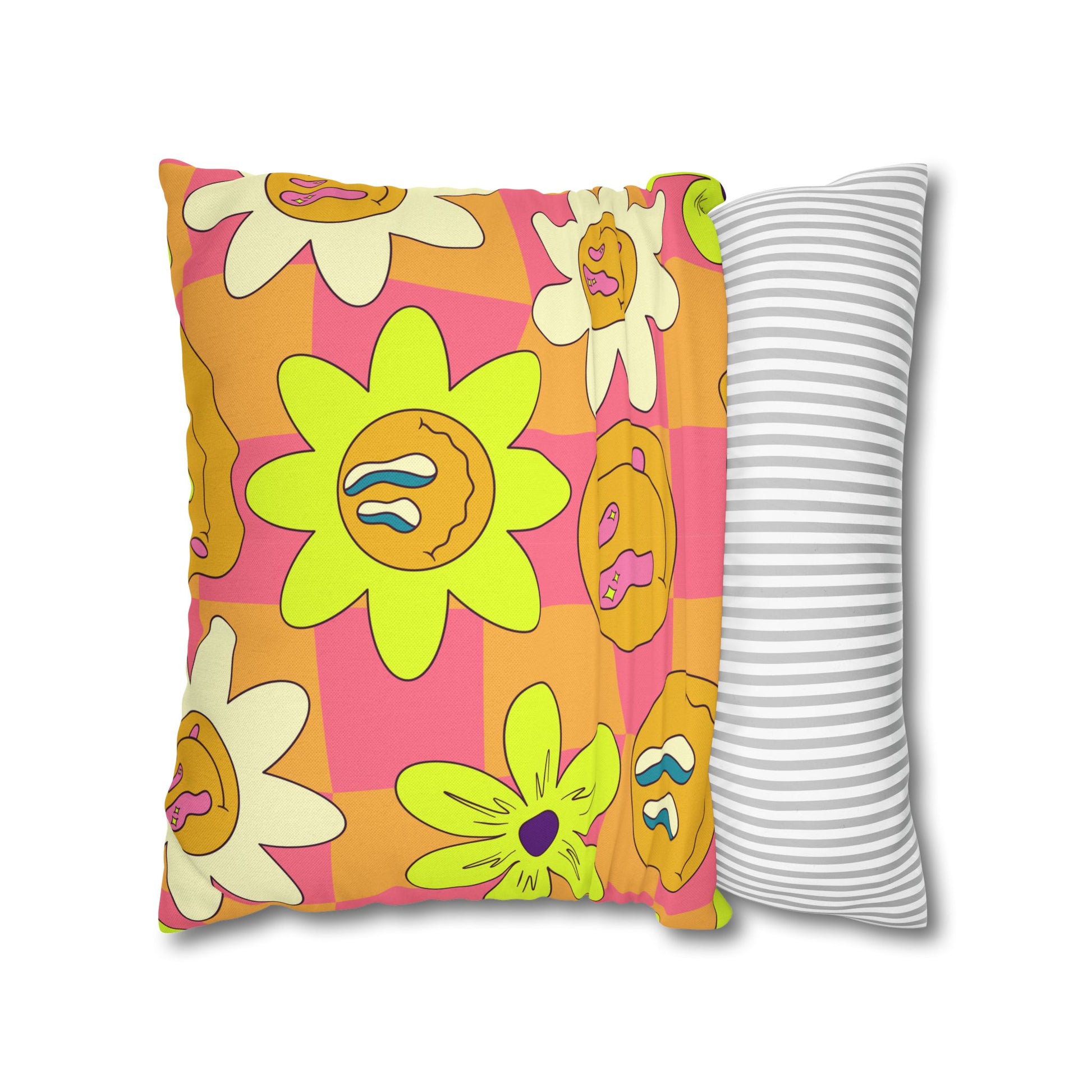 Trippy Sour Face Rave Spun Polyester Square Pillowcase, Artsulli - Art is Long, Life is Short, Home Decor, , , , , , , 