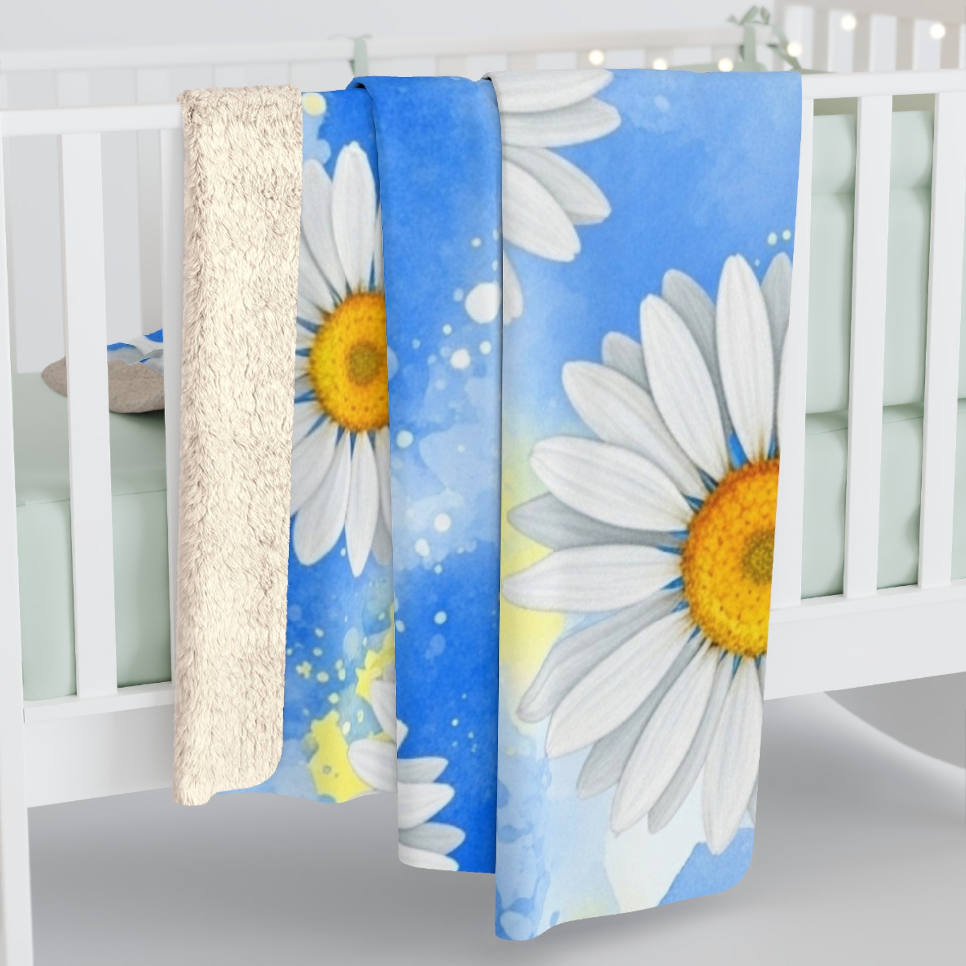 Daisies Sherpa Fleece Blanket, Artsulli - Art is Long, Life is Short, Home Decor, , , , , , , 
