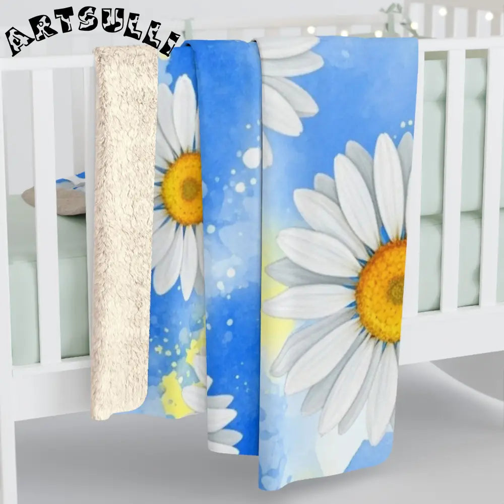 JAKKOUTTHEBXX Daisies Sherpa Fleece Blanket JAKKOUTTHEBXX Artsulli