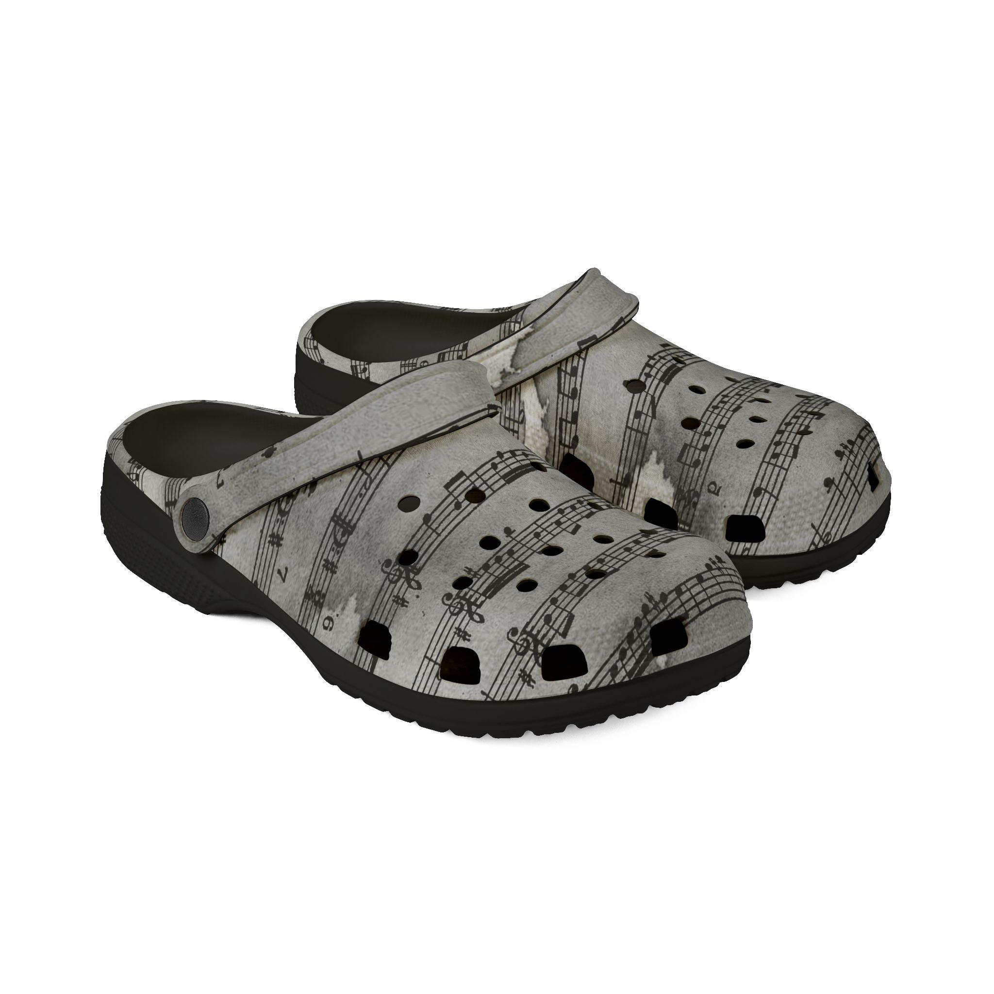 Drip Spill Type Beat Sheet Music Black EVA Foam Rubber Shoes (AOP), Artsulli - Art is Long, Life is Short, Shoes, , , , , , , 