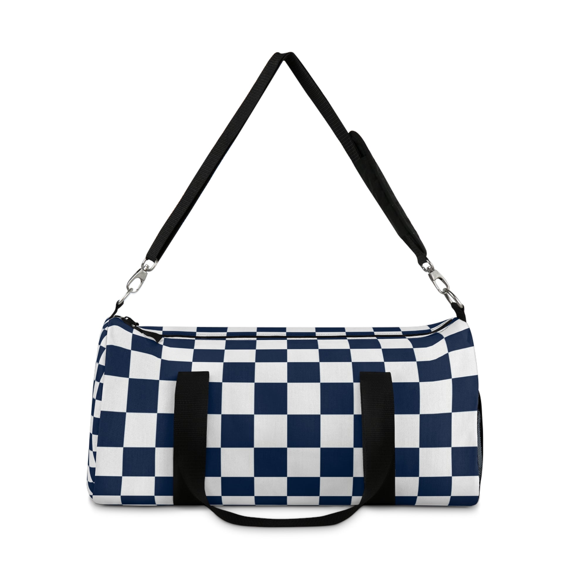 Checkerboard II White and Navy Blue Duffel Bag, Artsulli - Art is Long, Life is Short, Bags, , , , , , , 