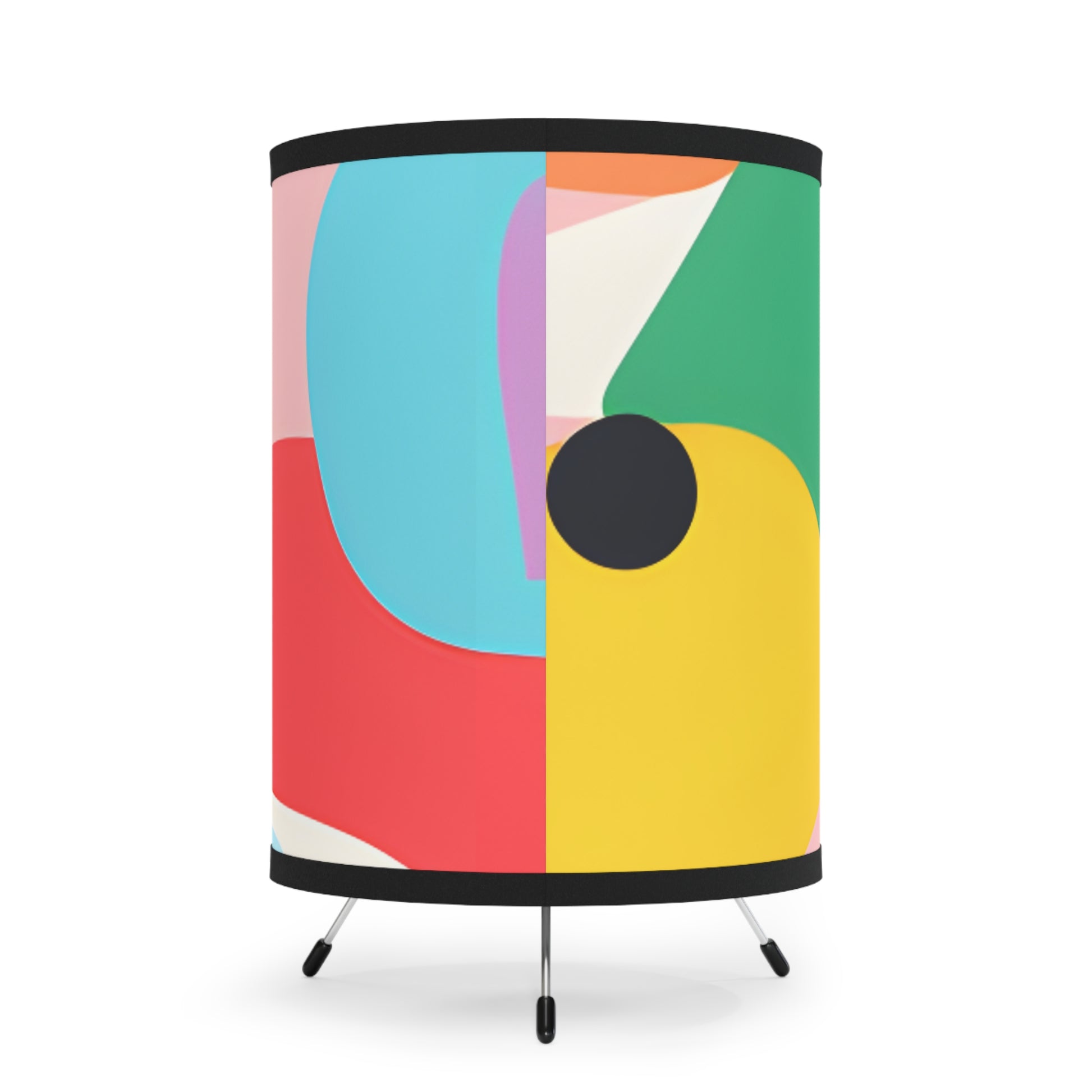 Colorful Abstract Shapes Surreal Tripod Lamp with High-Res Printed Shade, US\CA plug, Artsulli - Art is Long, Life is Short, Home Decor, , , , , , , 
