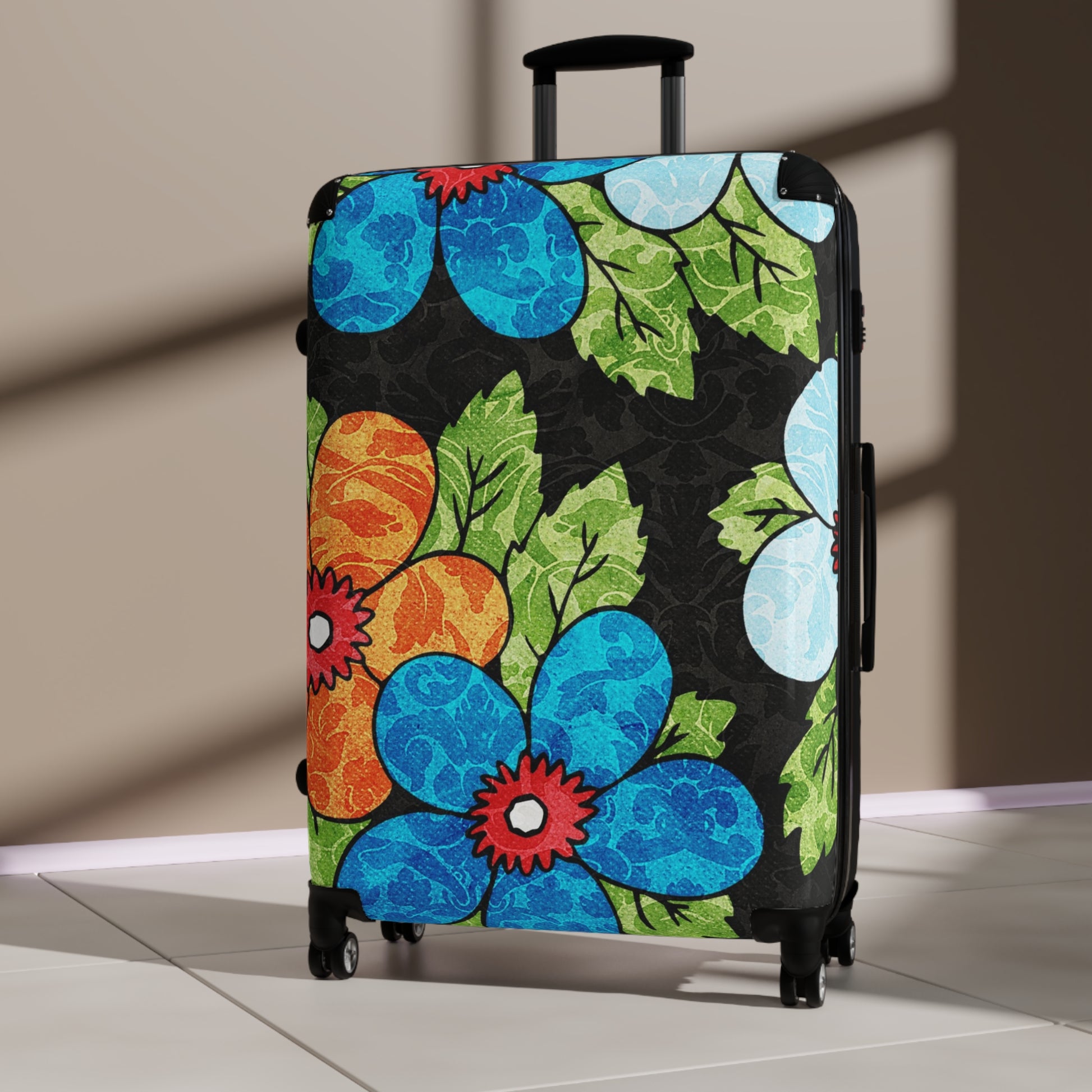 Groovy Black Floral Kl Suitcase, Artsulli - Art is Long, Life is Short, Bags, , , , , , , 