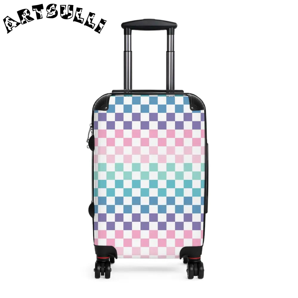 JAKKOUTTHEBXX Vaporwave Rainbow Checkerboard Multi-Color Suitcase
