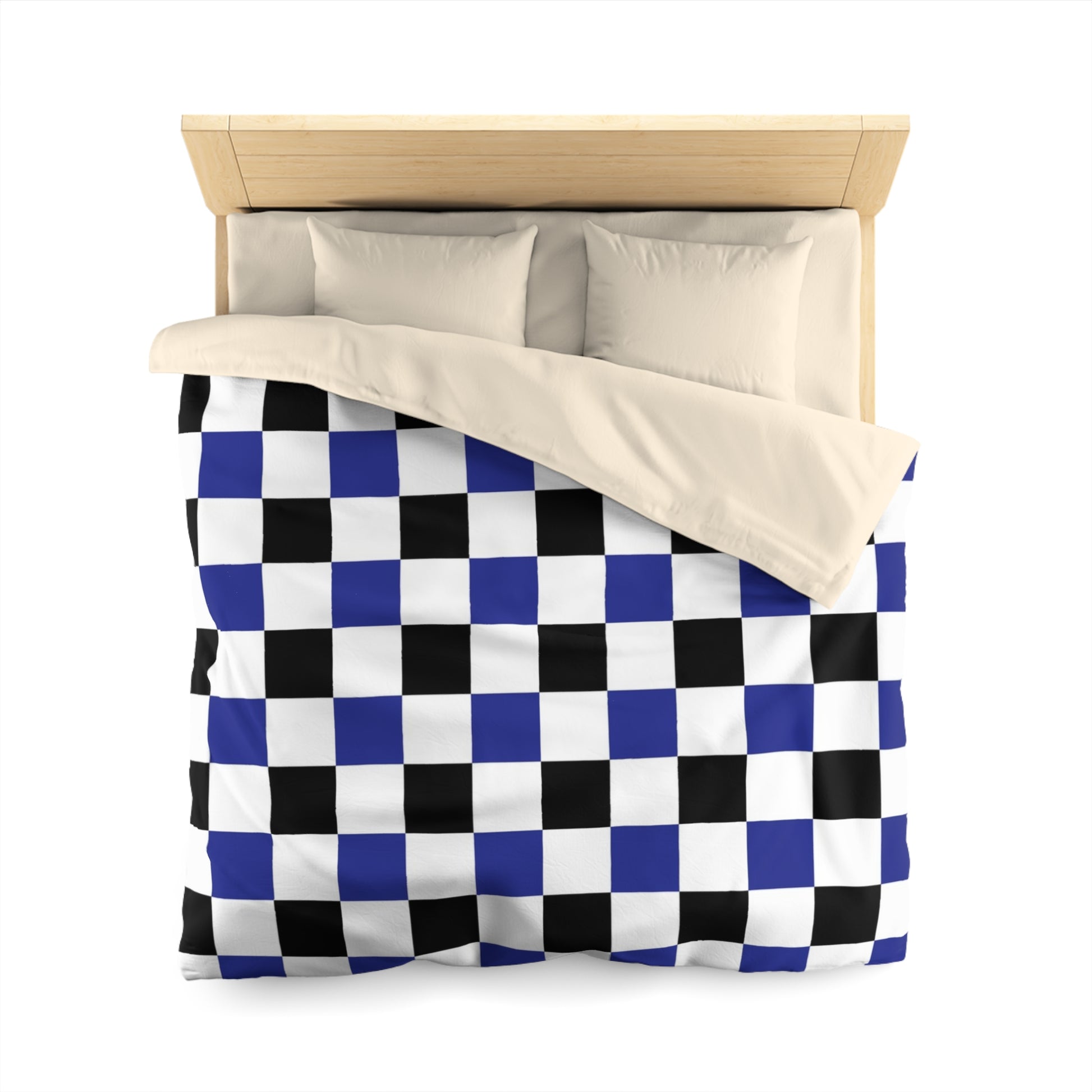 Checkerboard Blue White and Black Microfiber Duvet Cover, Artsulli - Art is Long, Life is Short, Home Decor, , , , , , , 