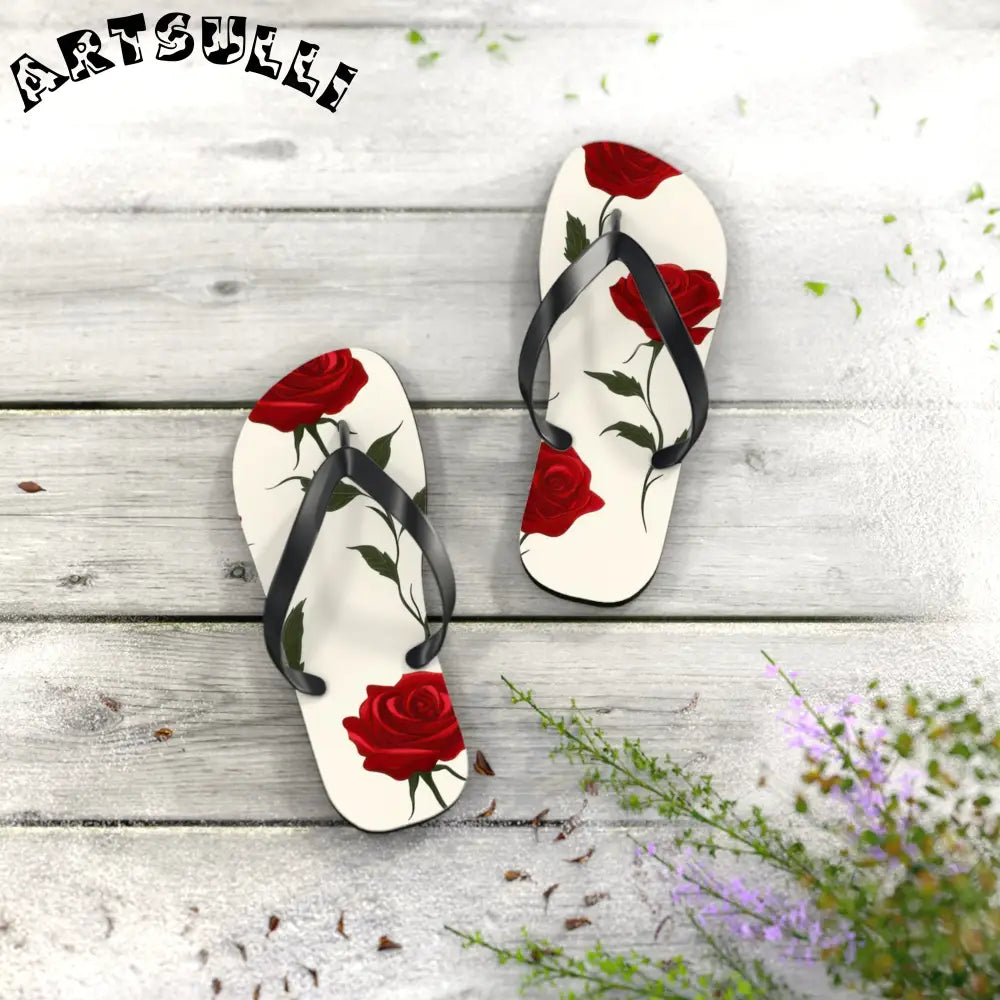 JAKKOUTTHEBXX Red Roses Flip Flops JAKKOUTTHEBXX Artsulli - Art