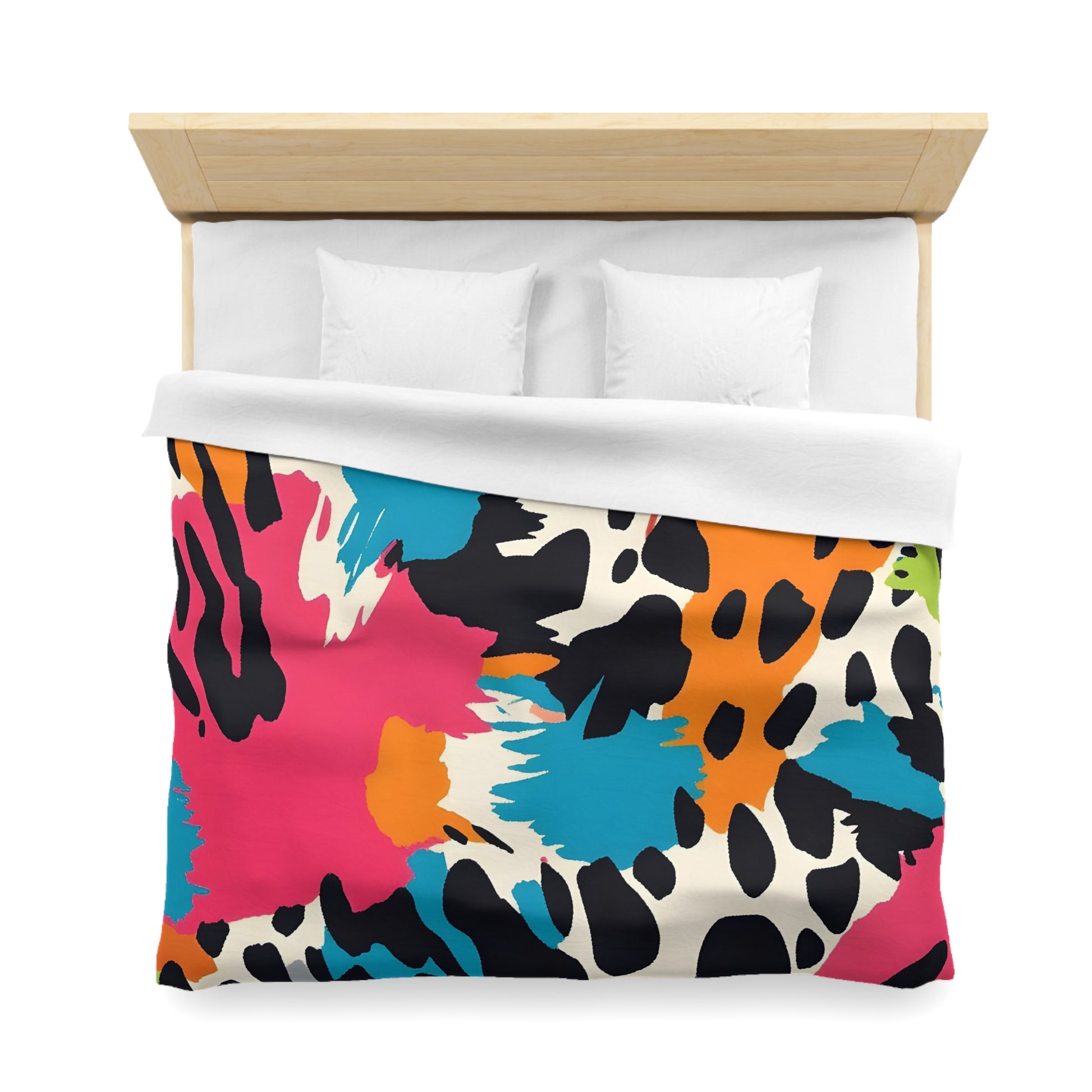 Wild Brush Strokes x Animal Print Multi-Color Microfiber Duvet Cover, Artsulli - Art is Long, Life is Short, Home Decor, , , , , , , 