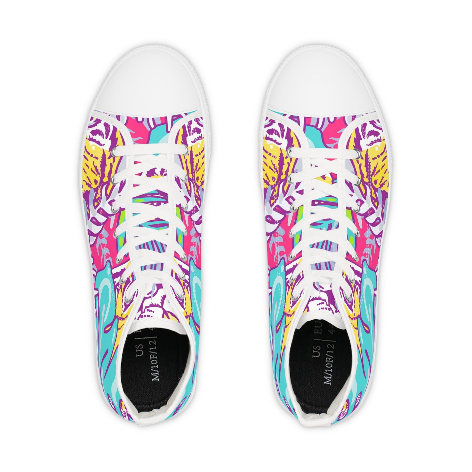 Tropical Jungle Tigers Torquise and Purple Men's High Top Sneakers, Artsulli - Art is Long, Life is Short, Shoes, , , , , , , 