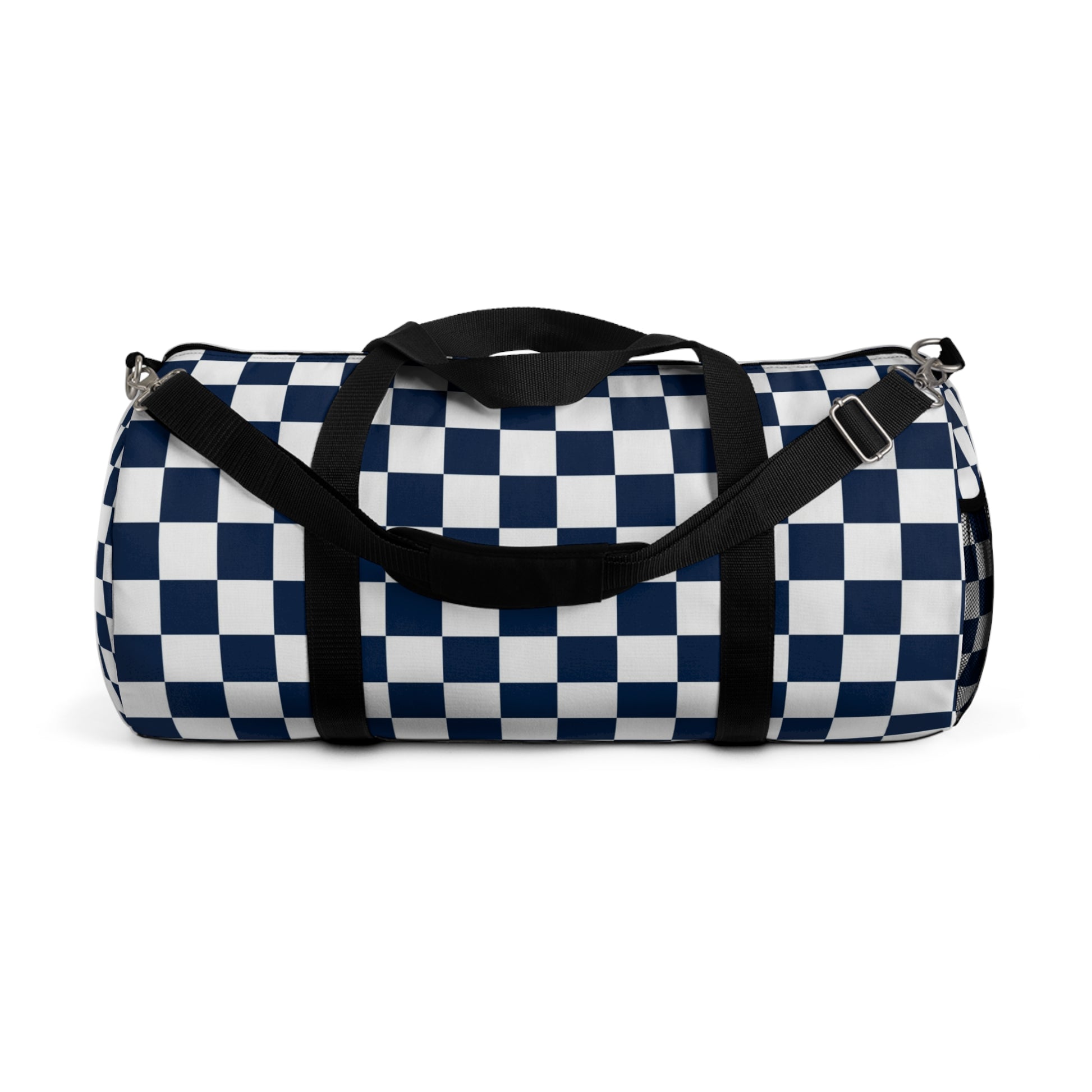 Checkerboard II White and Navy Blue Duffel Bag, Artsulli - Art is Long, Life is Short, Bags, Size, Large, , , , , 21231192270234194964