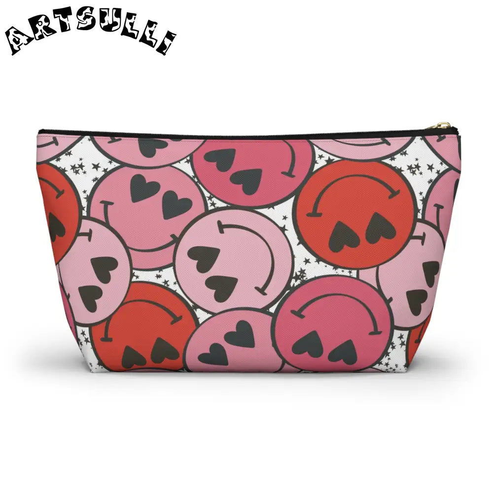 JAKKOUTTHEBXX Smiley Face x Heart Eyes Red and Pink cessory Pouch w