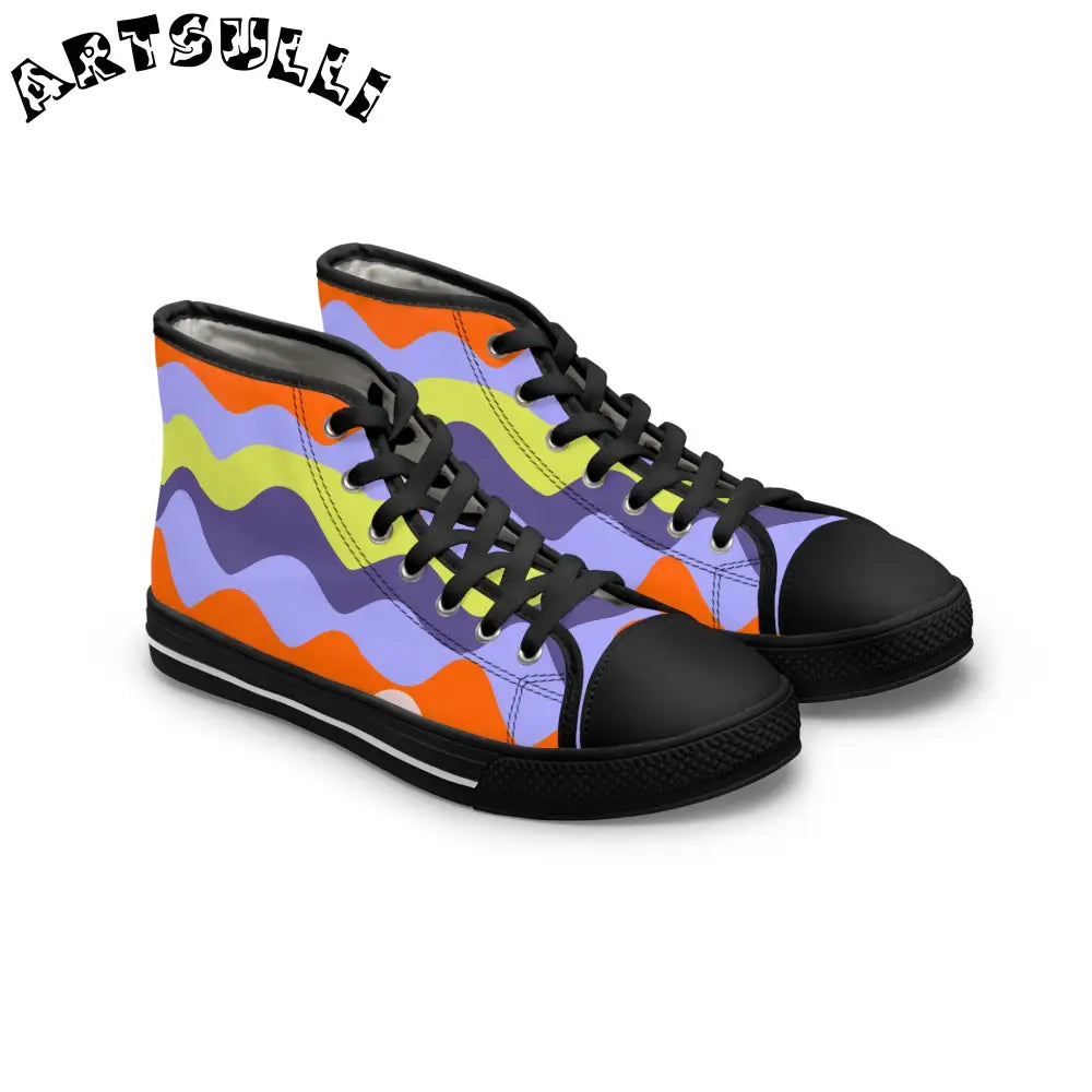 JAKKOUTTHEBXX Waves II Red and Blue Women’s High Top Sneakers