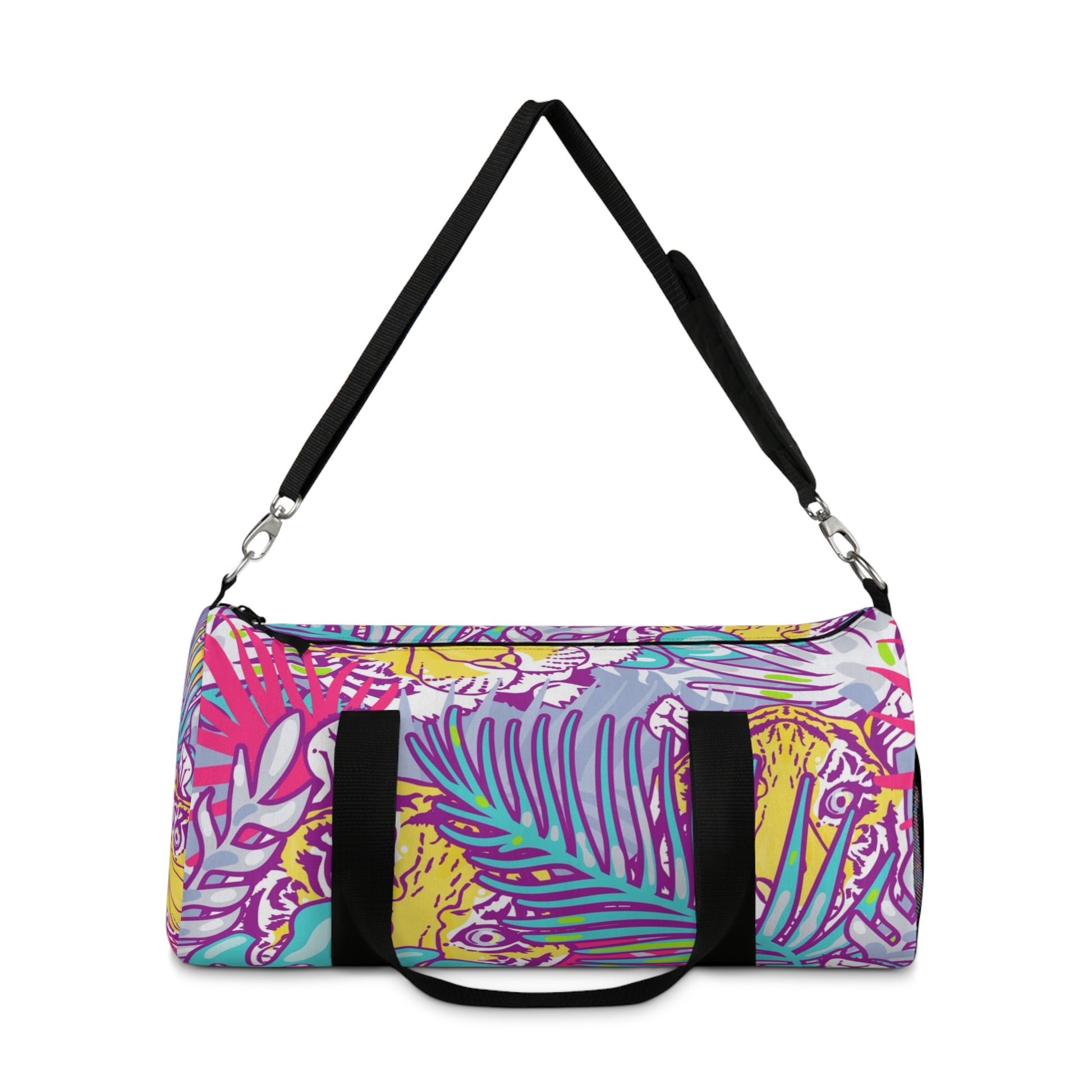 Tropical Floral Tigers Torquise and Purple Duffel Bag, Artsulli - Art is Long, Life is Short, Bags, , , , , , , 