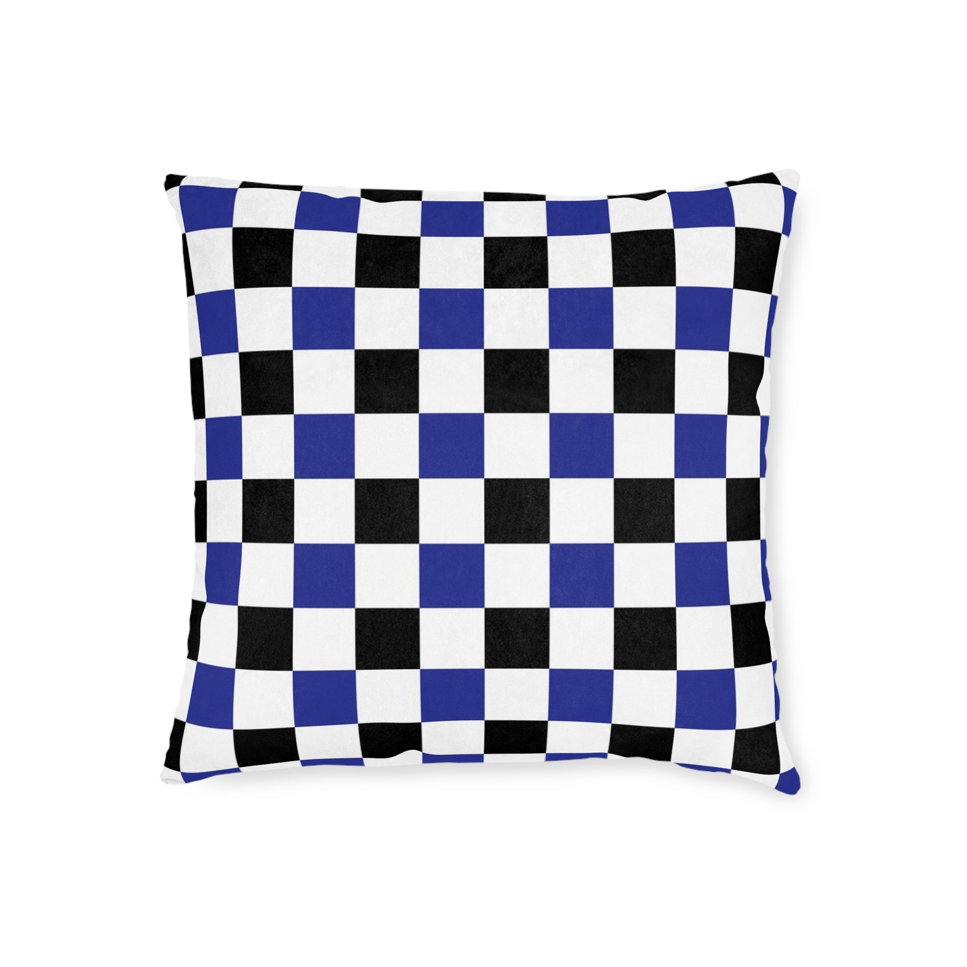 Checkerboard Blue White and Black Square Pillow, Artsulli - Art is Long, Life is Short, Home Decor, Size, 18" × 18", , , , , 80971138786705516212