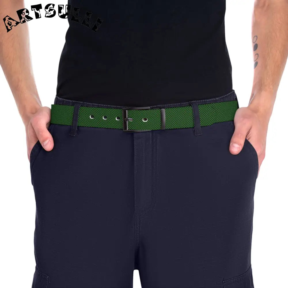 JAKKOUTTHEBXX Checkerboard Green and Black Belt JAKKOUTTHEBXX