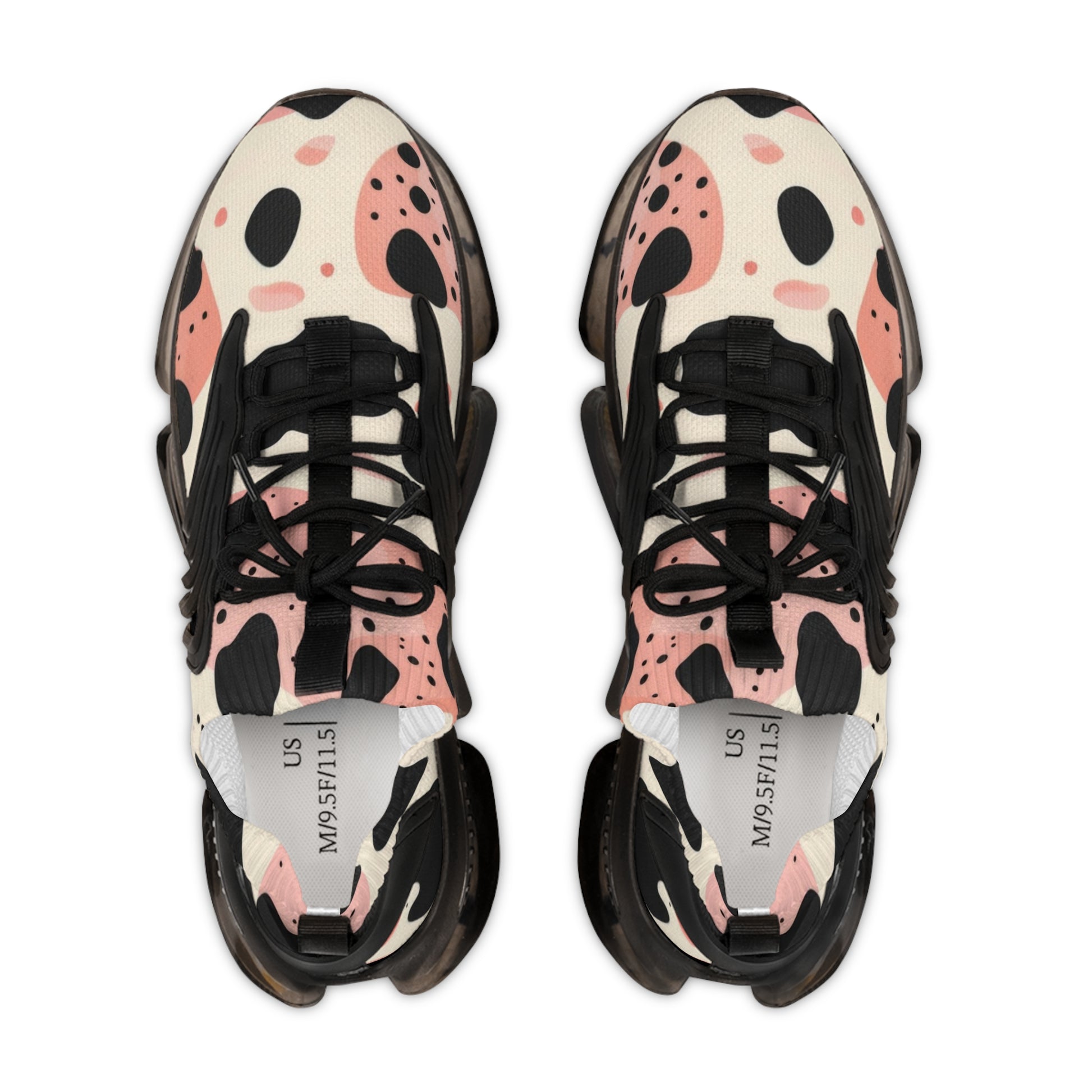 Organic Cow Print Cream and Pink Men's Mesh Sneakers, Artsulli - Art is Long, Life is Short, Shoes, , , , , , , 