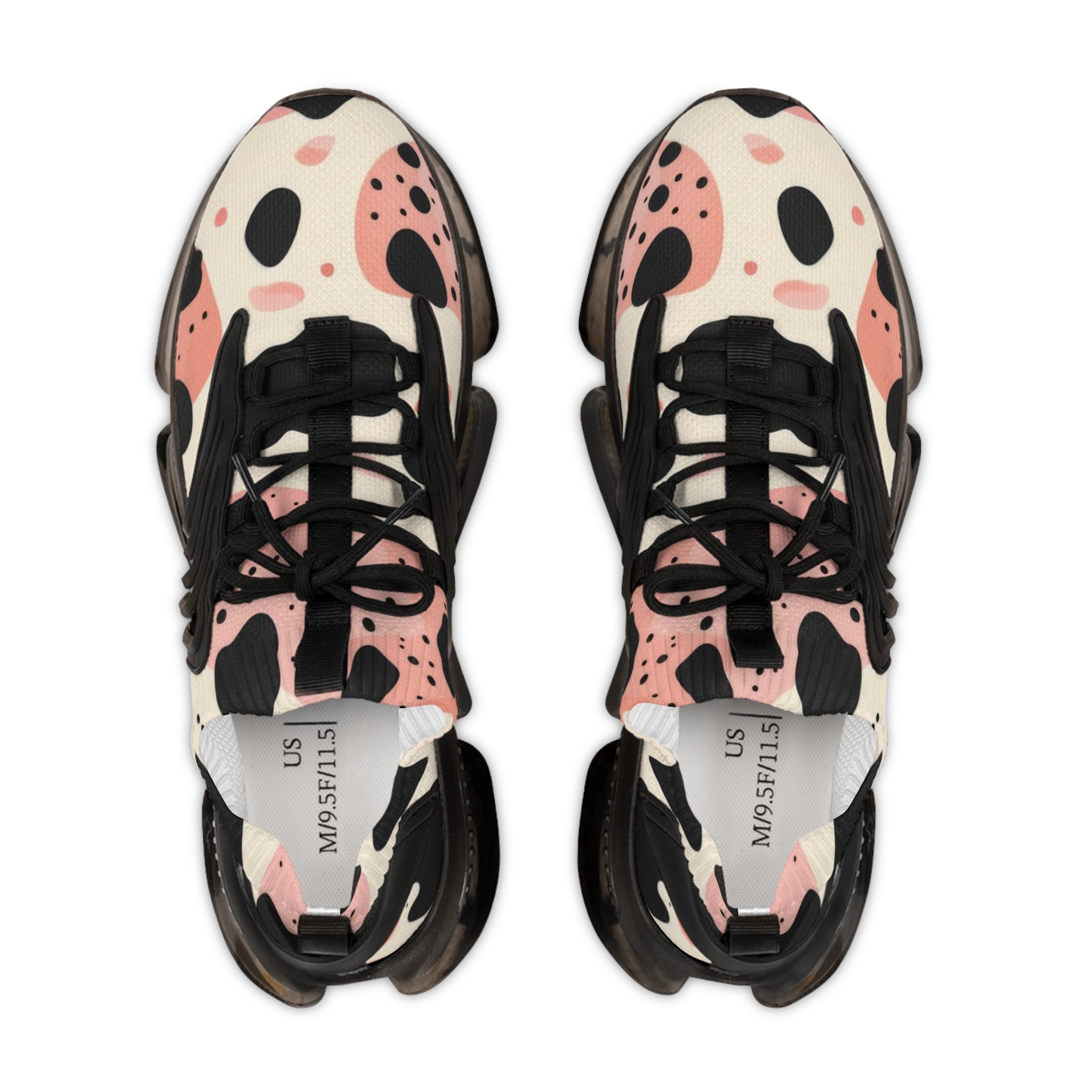 Organic Cow Print Cream and Pink Men's Mesh Sneakers, Artsulli - Art is Long, Life is Short, Shoes, , , , , , , 