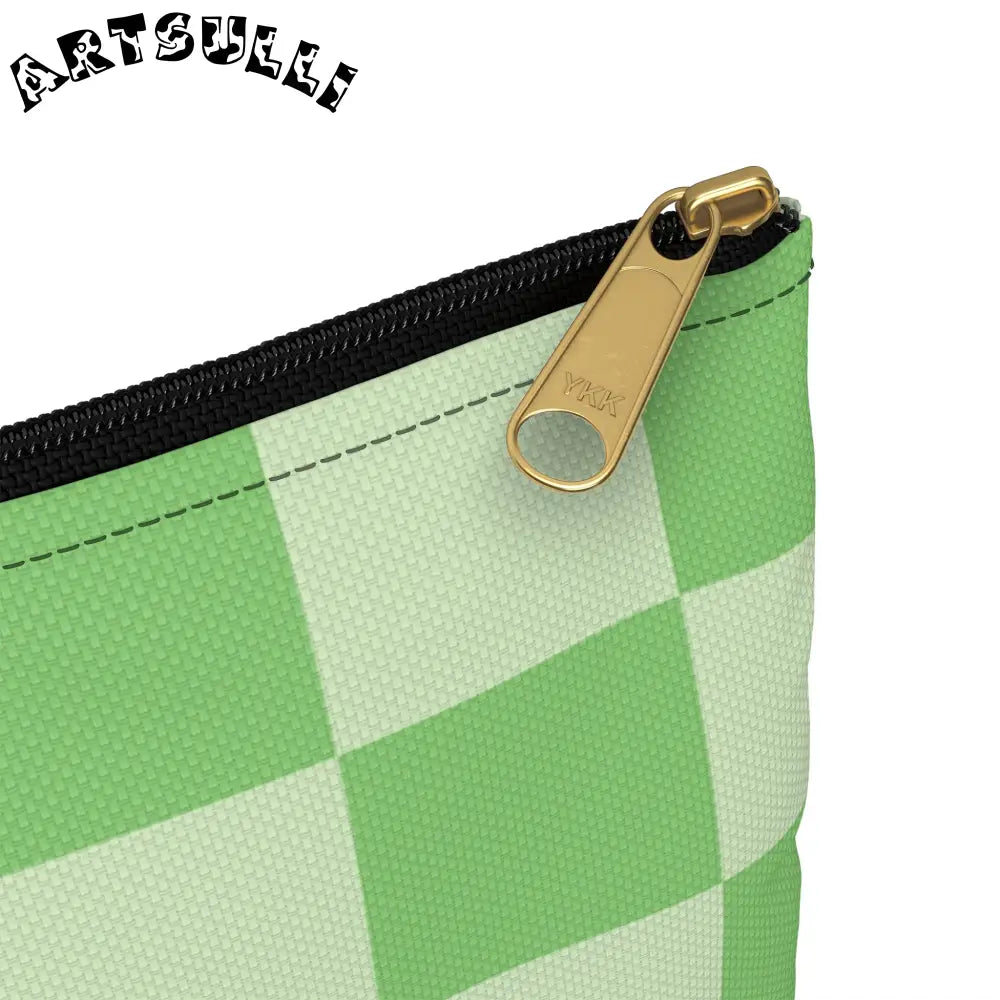 JAKKOUTTHEBXX Checkerboard Green Accessory Pouch JAKKOUTTHEBXX