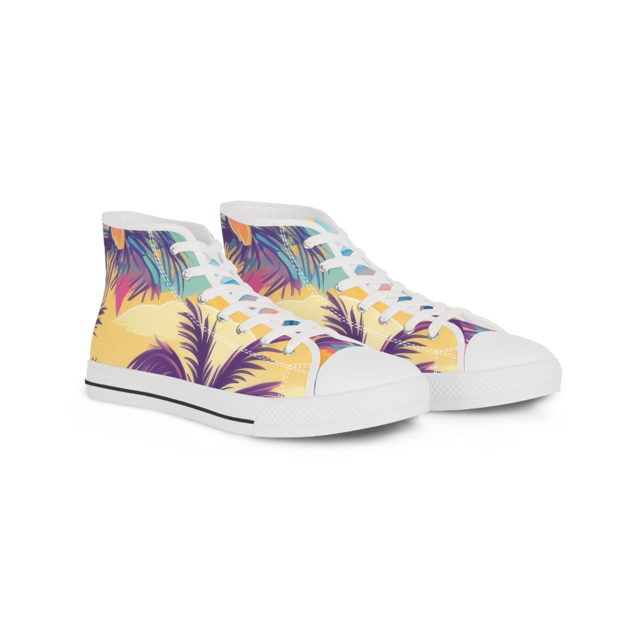 Sunset Paradise Men's High Top Sneakers, Artsulli - Art is Long, Life is Short, Shoes, Size, US 5, Color, White sole, , , 27898507719208825342