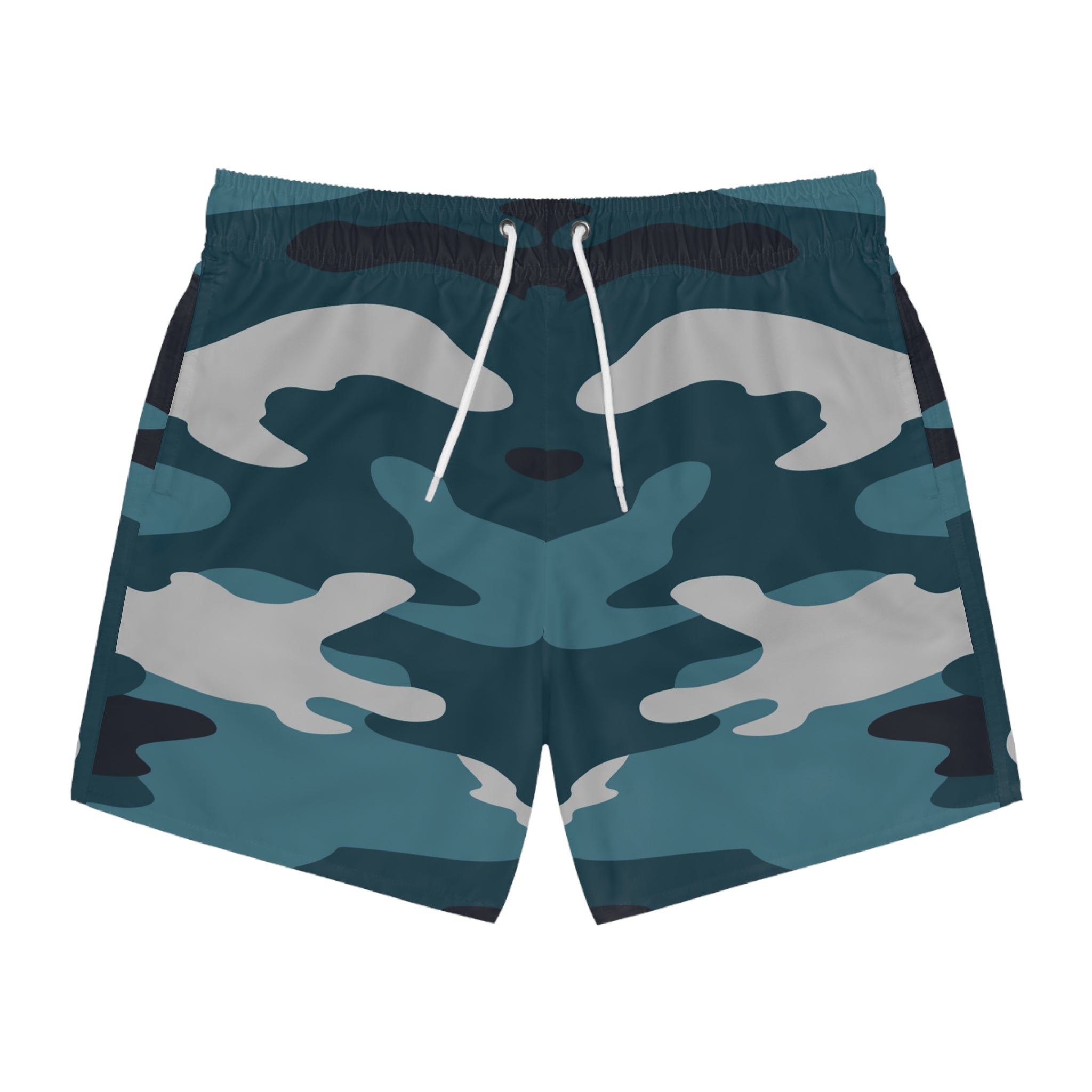 Blue Camouflage Swim Trunks (AOP), Artsulli - Art is Long, Life is Short, All Over Prints, Size, XS, Color, Seam thread color automatically matched to design, , , 31418286104074268715