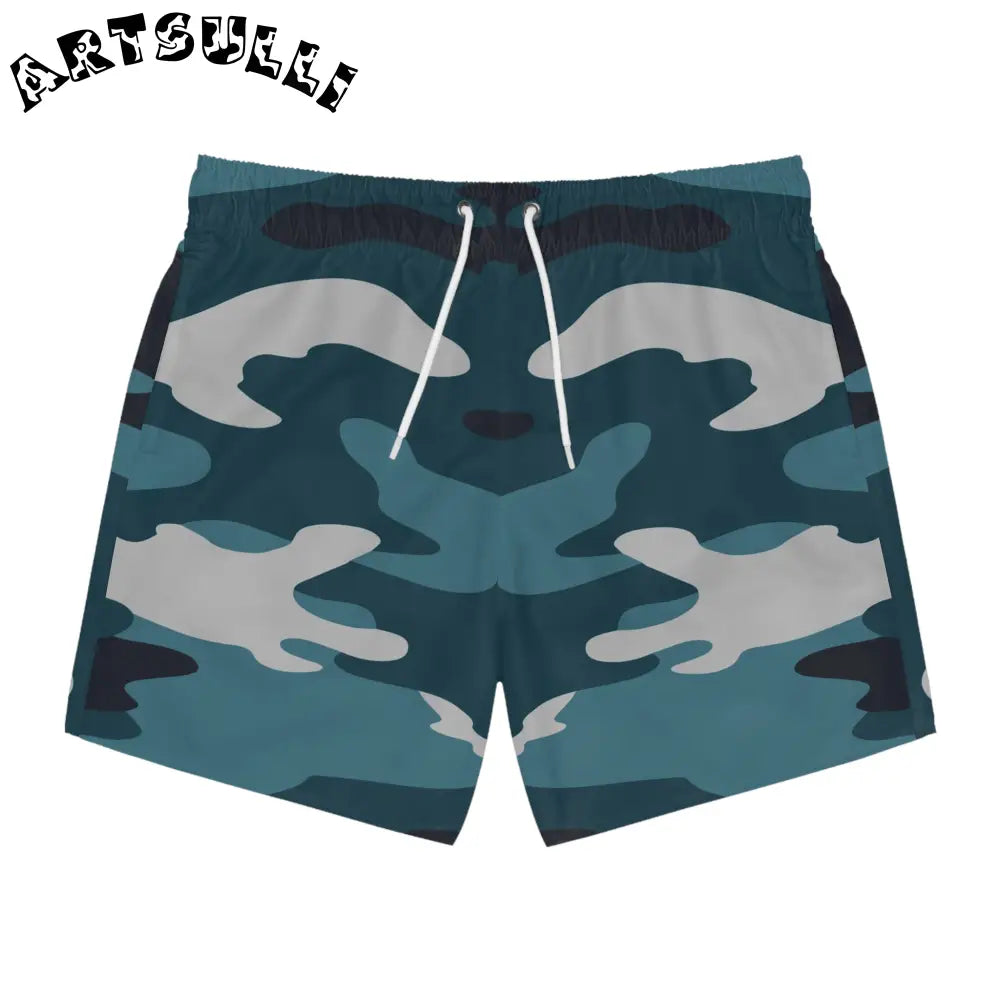 JAKKOUTTHEBXX Blue Camouflage Swim Trunks (AOP) JAKKOUTTHEBXX