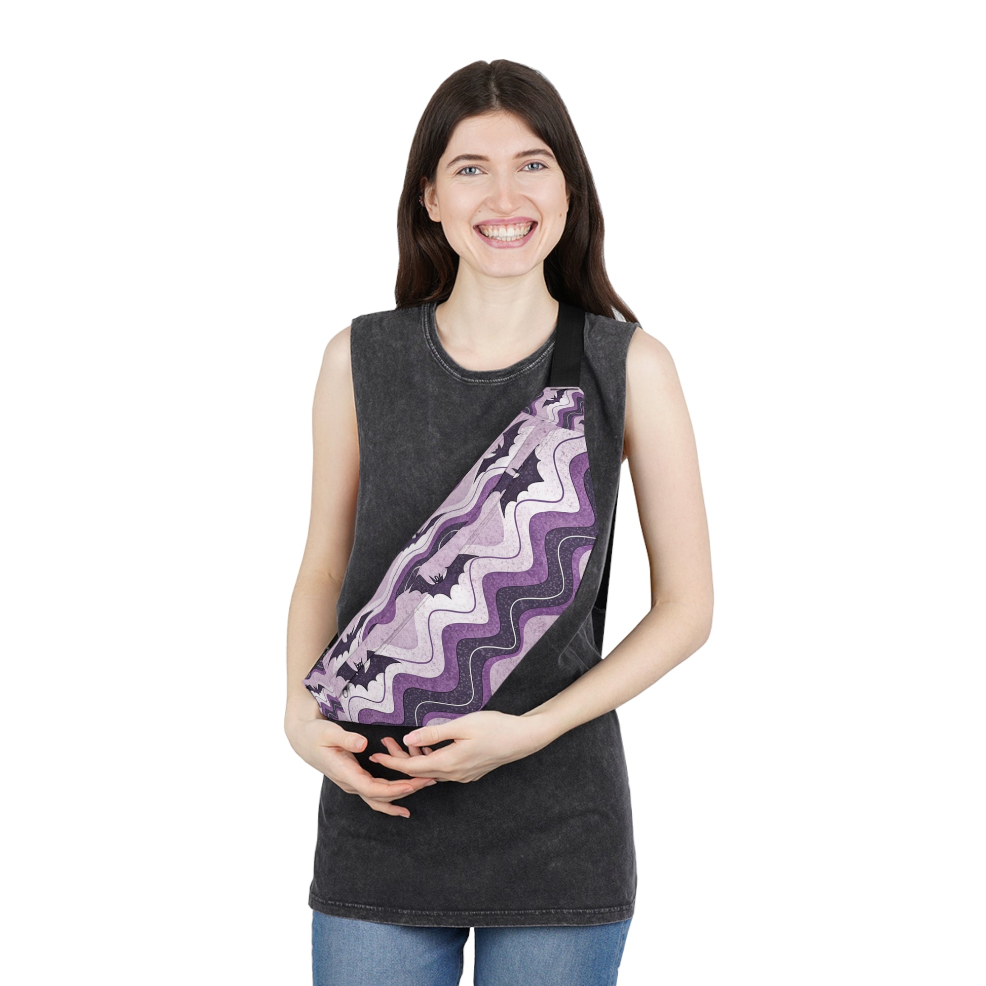 Bat Wave Large Fanny Pack, Artsulli - Art is Long, Life is Short, Bags, , , , , , , 